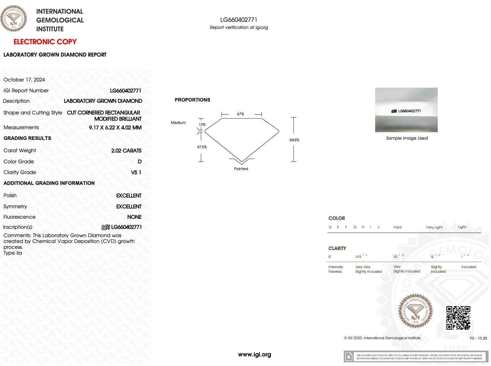 2.02ct D - VS1 Radiant Lab Diamond Rei - PBD Engagement Rings