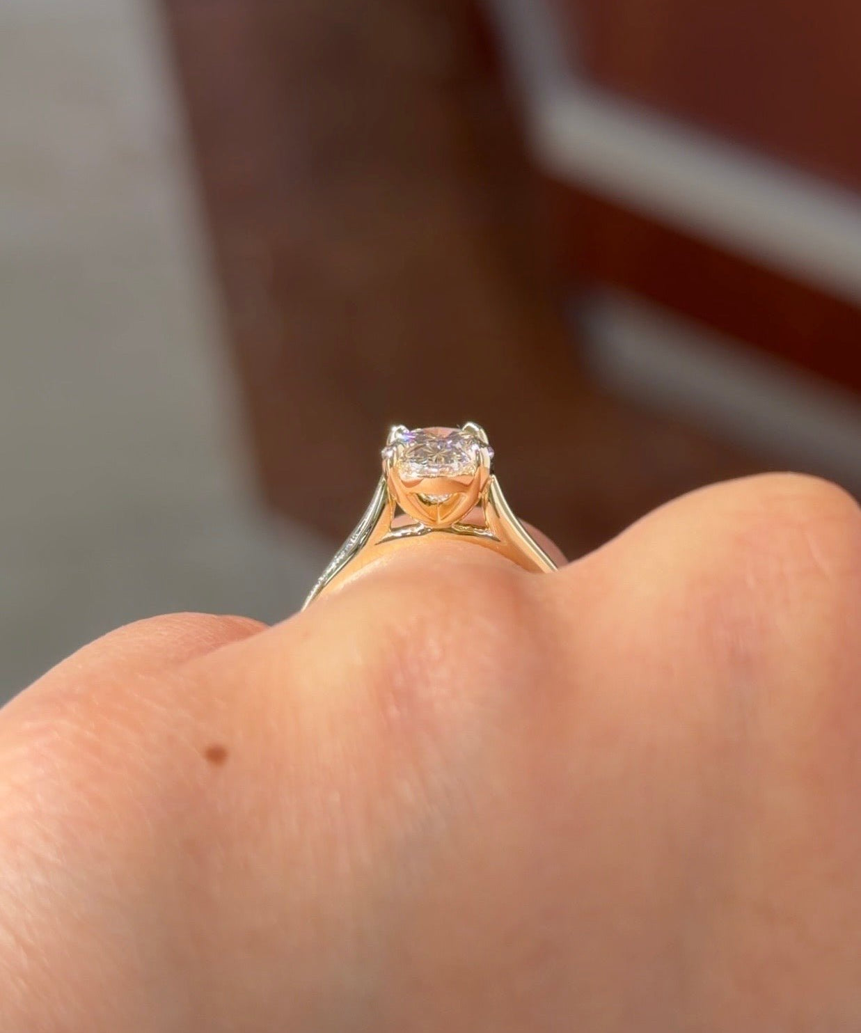 2.02ct D - VVS1 Oval Lab Diamond Leah Cathedral - PBD Engagement Rings