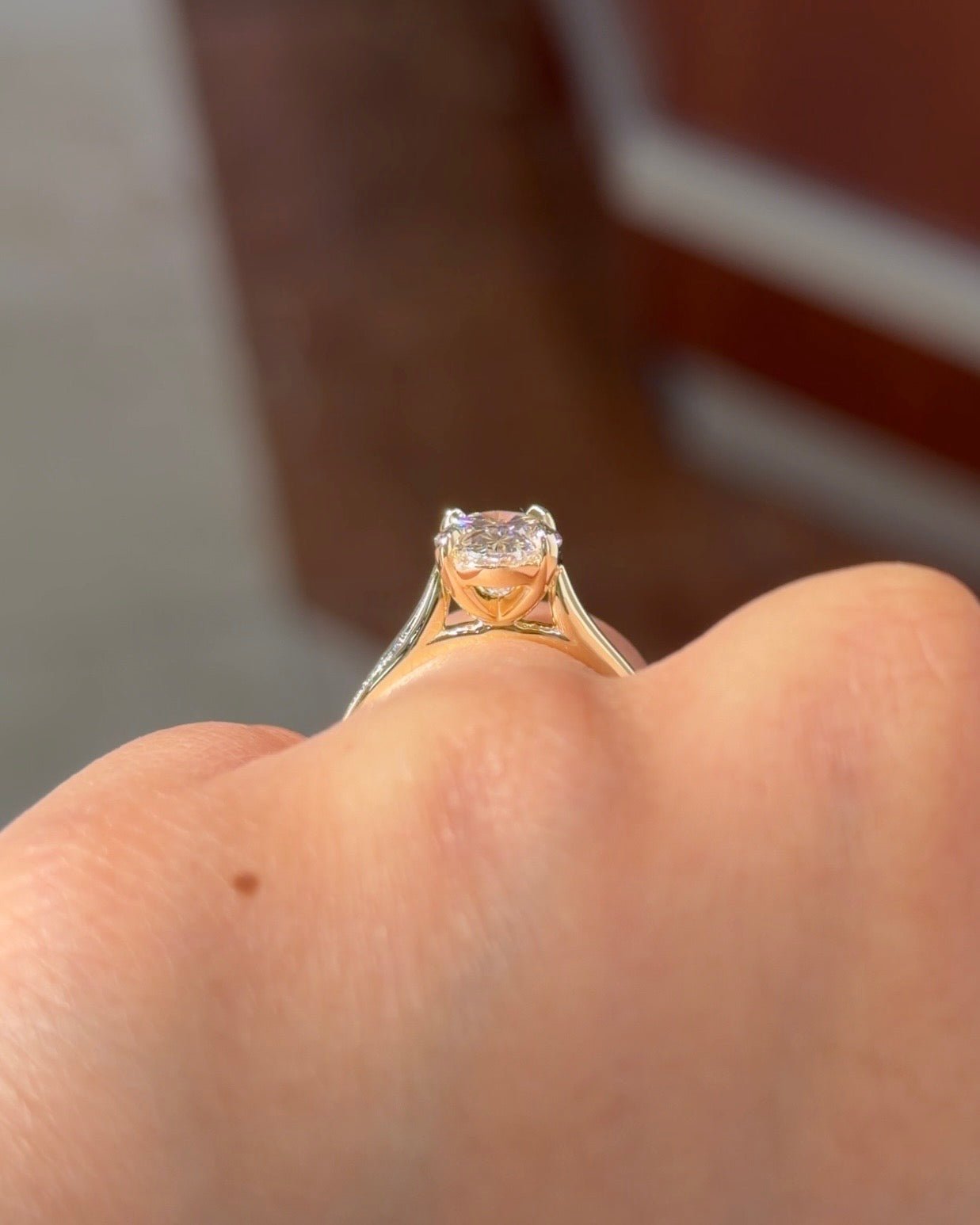 2.02ct D - VVS1 Oval Lab Diamond Leah Cathedral - PBD Engagement Rings