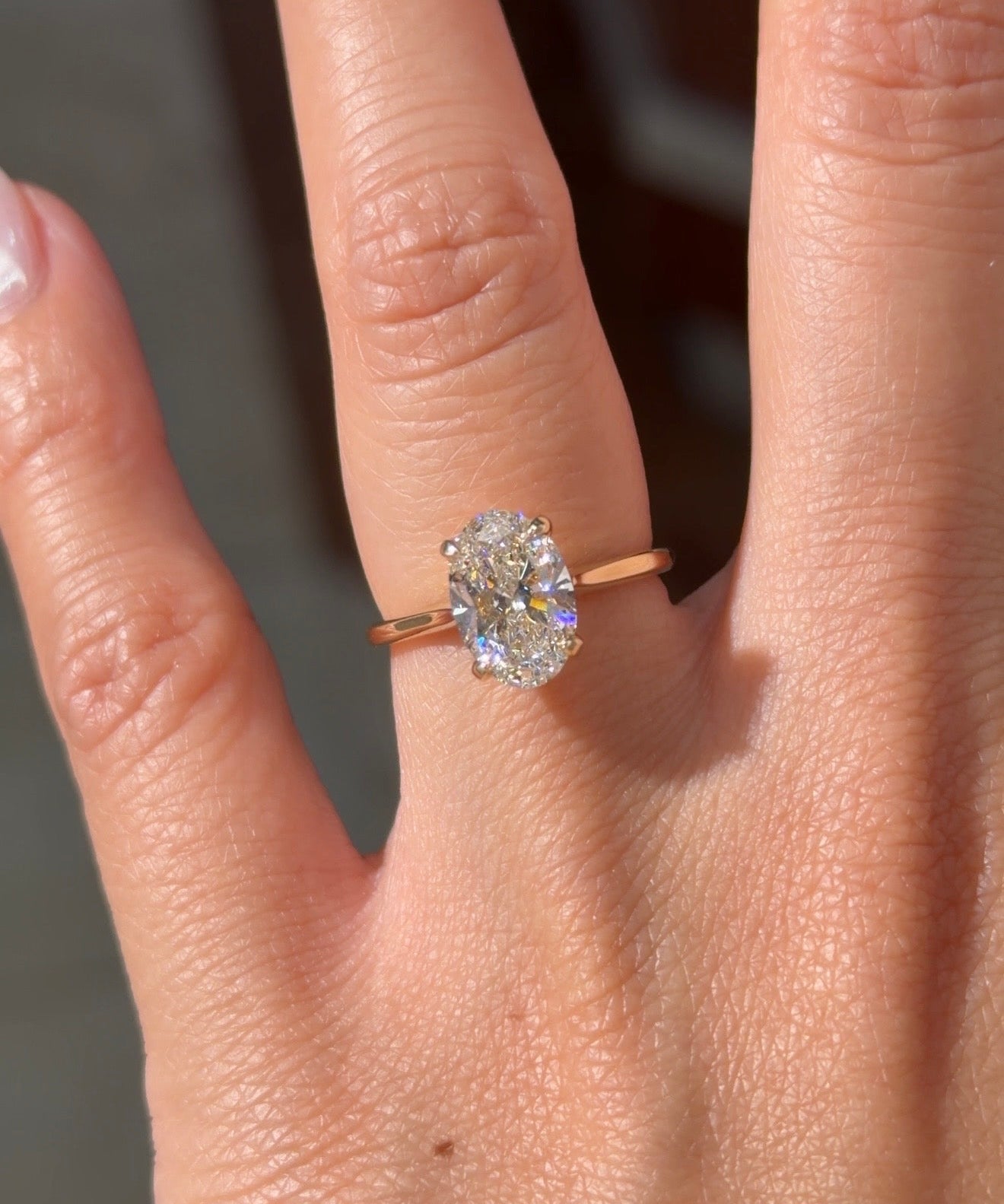 2.02ct D - VVS1 Oval Lab Diamond Leah Cathedral - PBD Engagement Rings