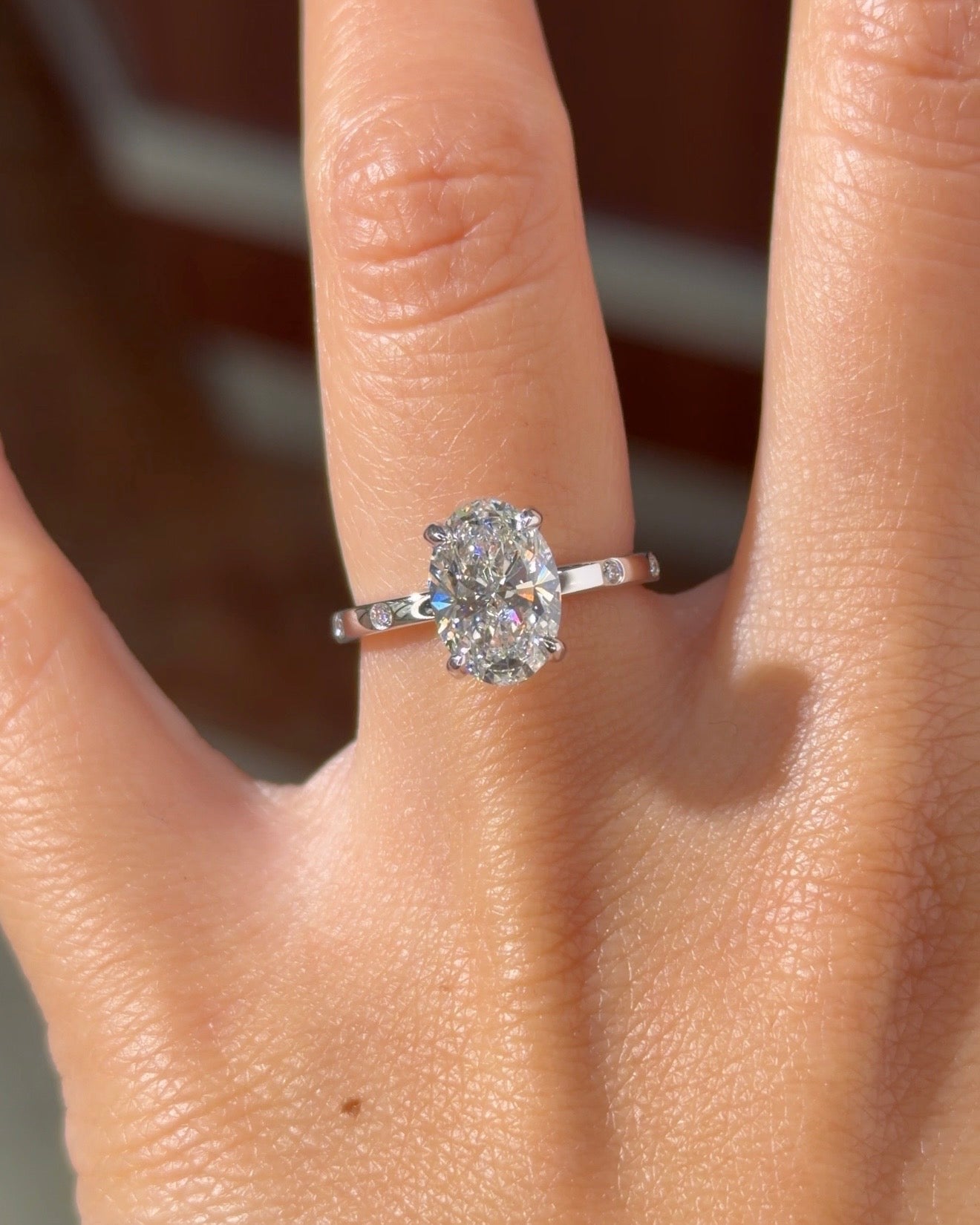 2.02ct E-VVS1 Oval Lab Diamond Kayla Inlay - PBD Engagement Rings