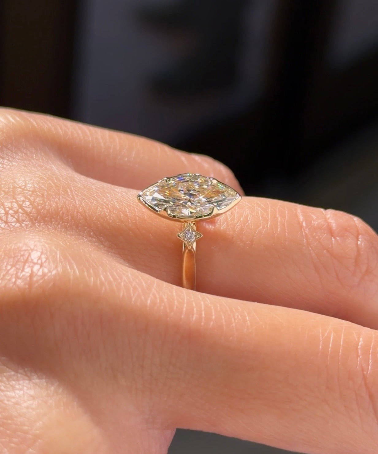 2.02ct E-VVS2 Marquise Lab Diamond Kira - PBD Engagement Rings
