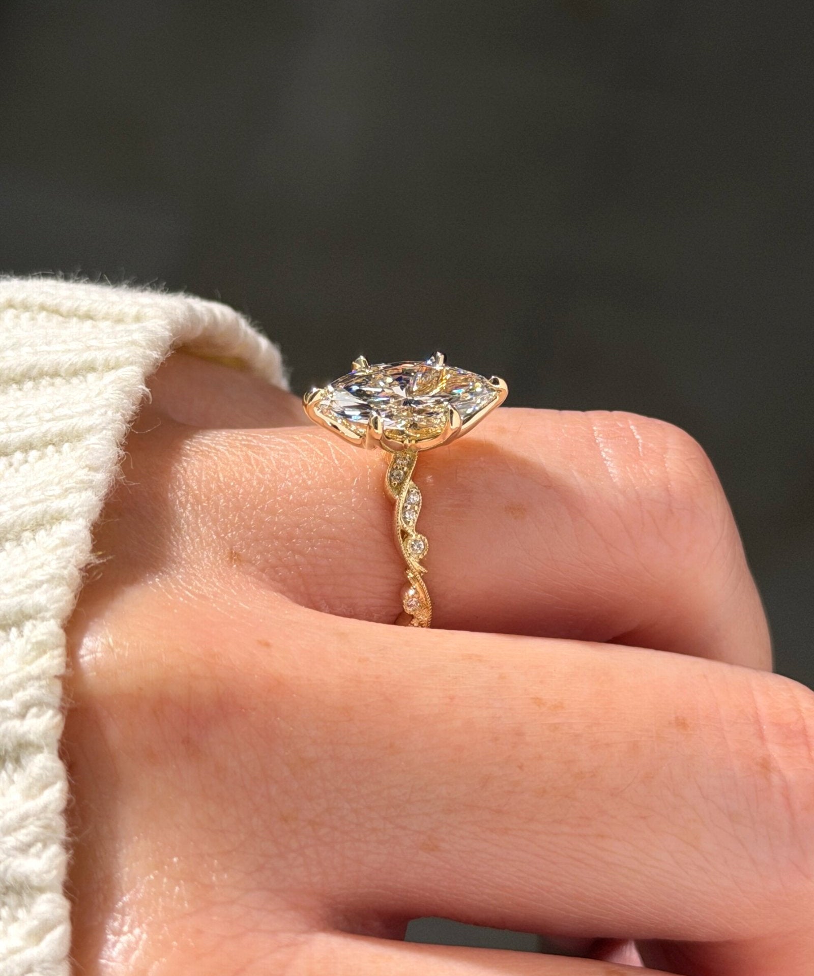 2.02ct E-VVS2 Marquise Lab Diamond Rosette - PBD Engagement Rings