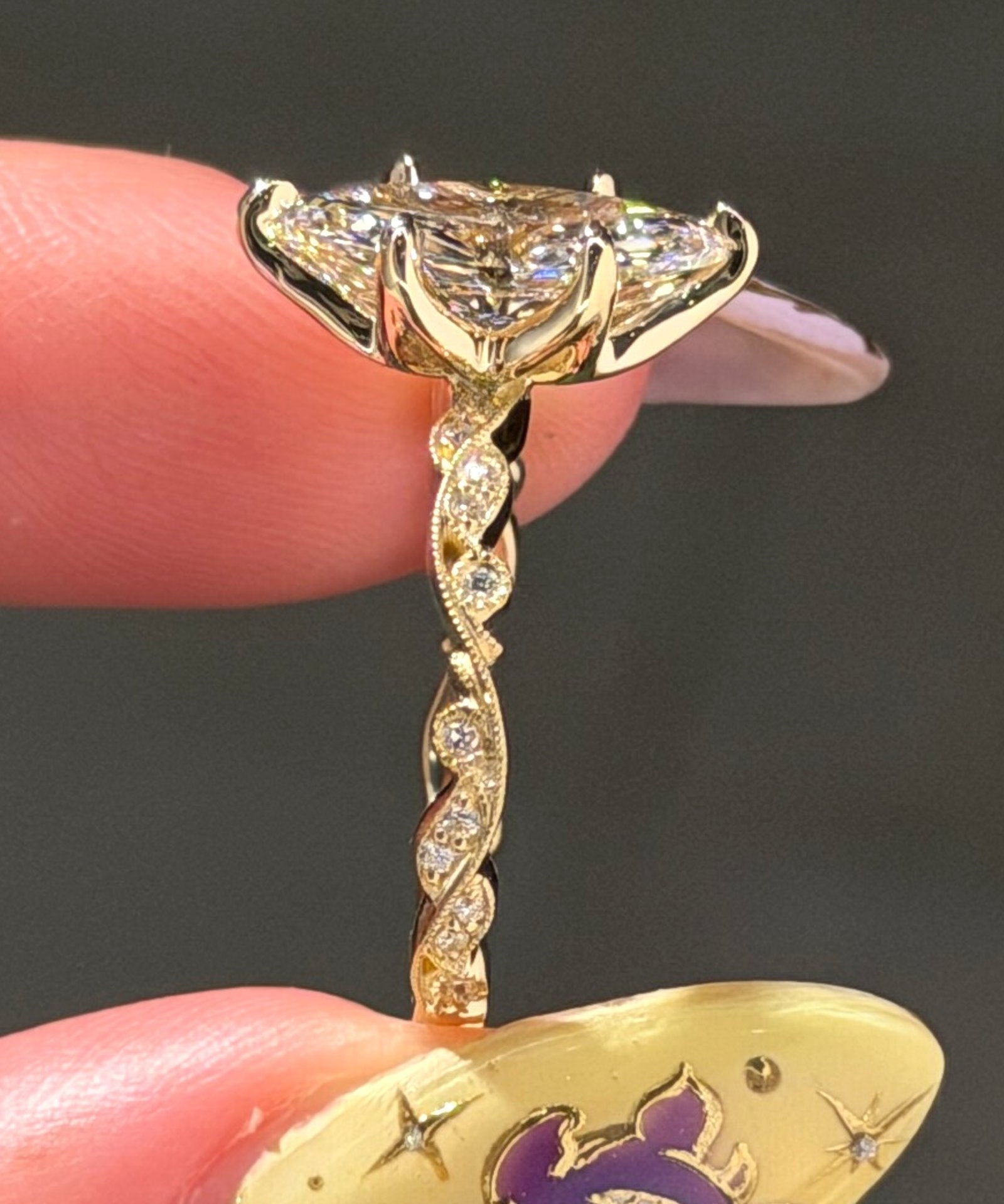 2.02ct E-VVS2 Marquise Lab Diamond Rosette - PBD Engagement Rings