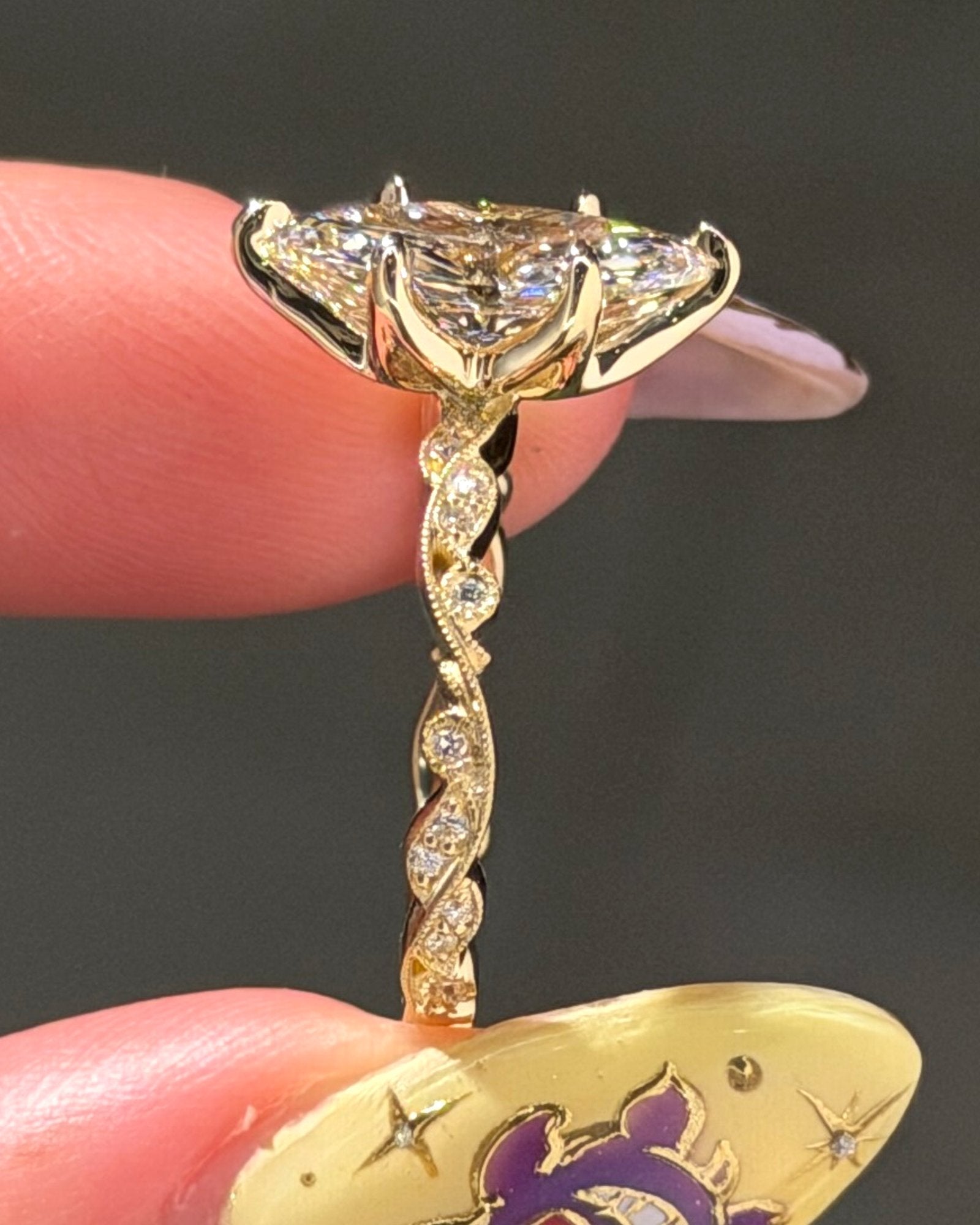 2.02ct E-VVS2 Marquise Lab Diamond Rosette - PBD Engagement Rings