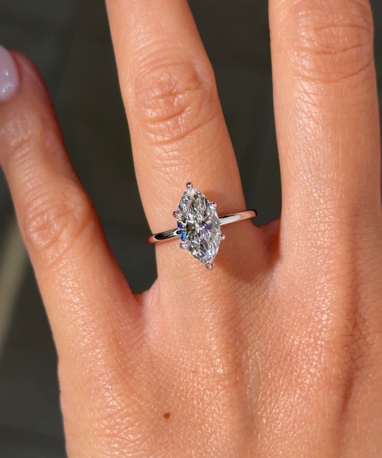 2.02ct F - VS1 Marquise Lab Diamond Leah - PBD Engagement Rings