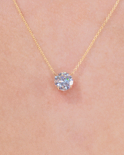 2.02ct F-VS1 Round Lab Diamond 14k Yellow Gold Pendant Necklaces Princess Bride Diamonds 