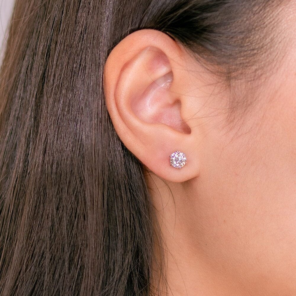 2.02ct F-VS2 Round Lab Diamond Caraline Studs 14k White Gold Earrings Princess Bride Diamonds 