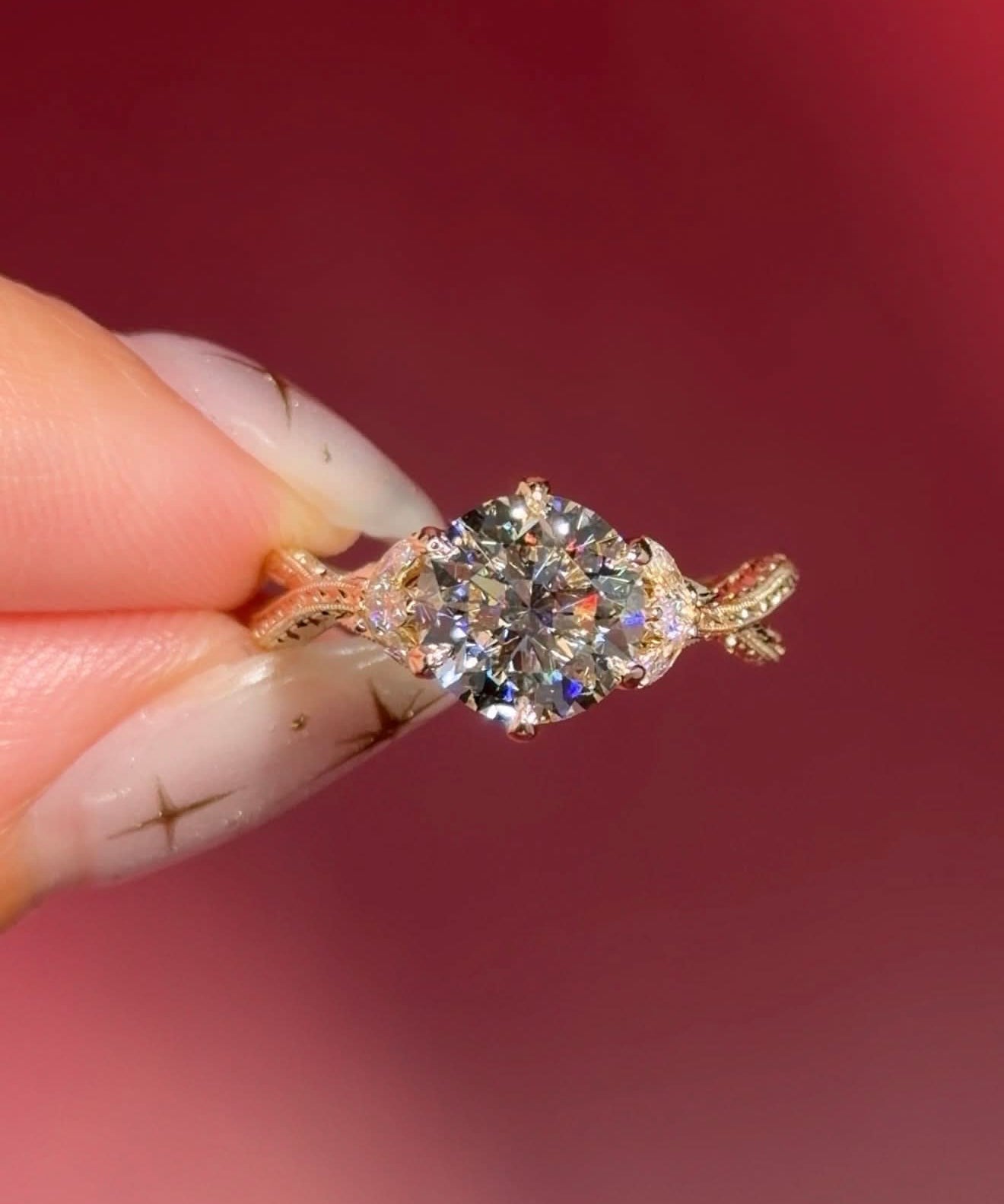 2.02ct F - VVS2 Round Lab Diamond Ivy - PBD Engagement Rings