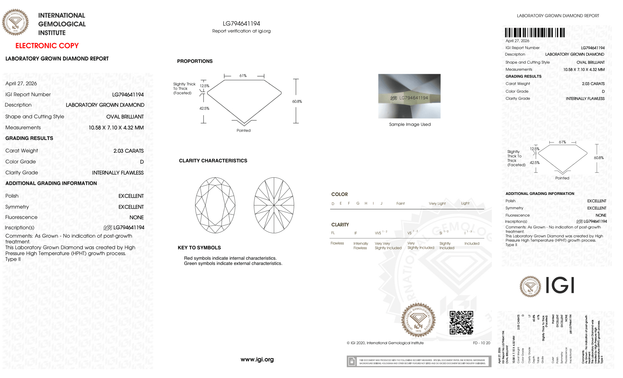 2.03 Carat D-IF Oval Lab Grown Diamond - IGI (127896) - PBD Loose Diamond