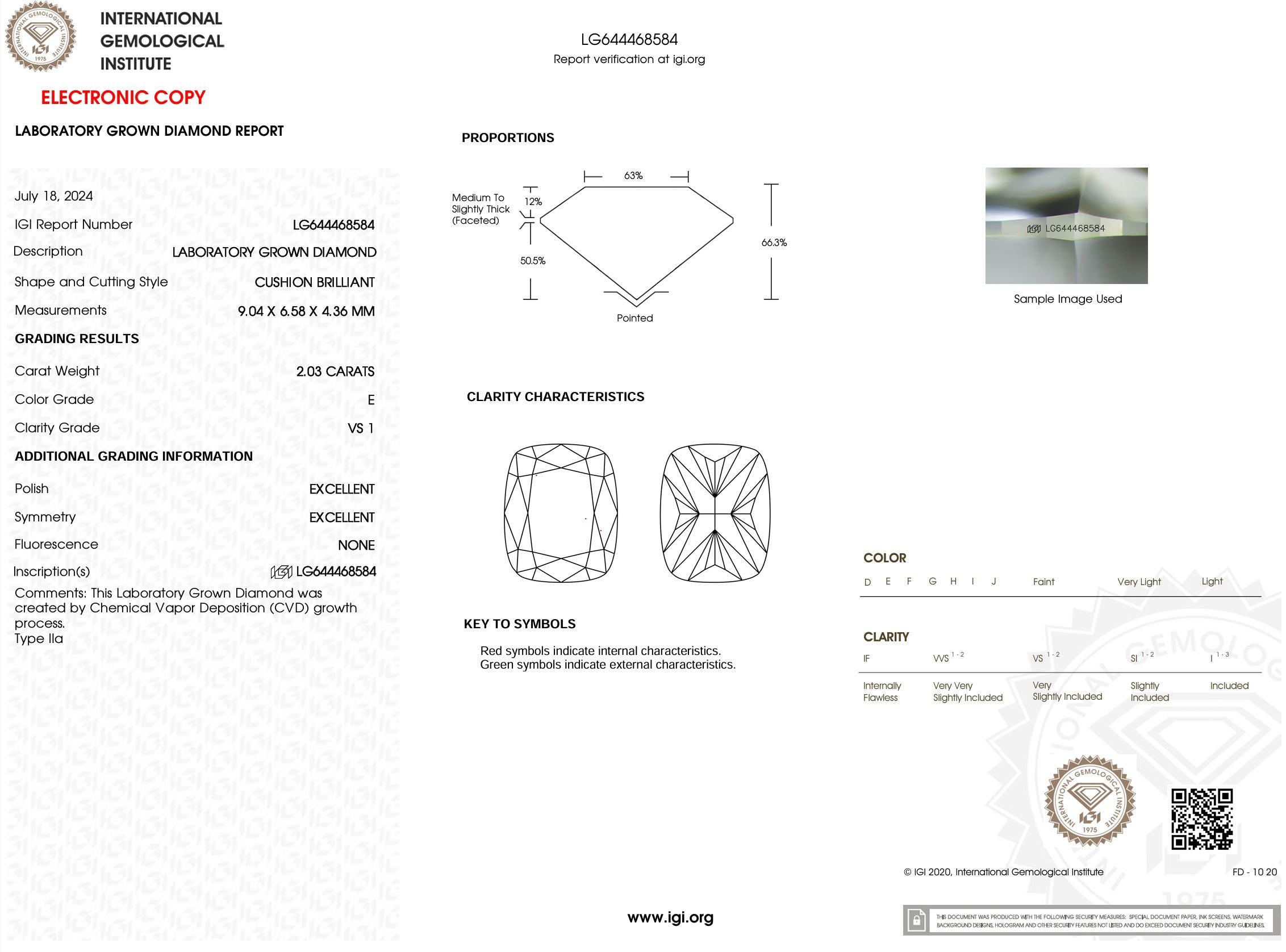 2.03 Carat E-VS1 Elongated Cushion Lab Grown Diamond - IGI (#53779) Loose Diamond Princess Bride Diamonds 