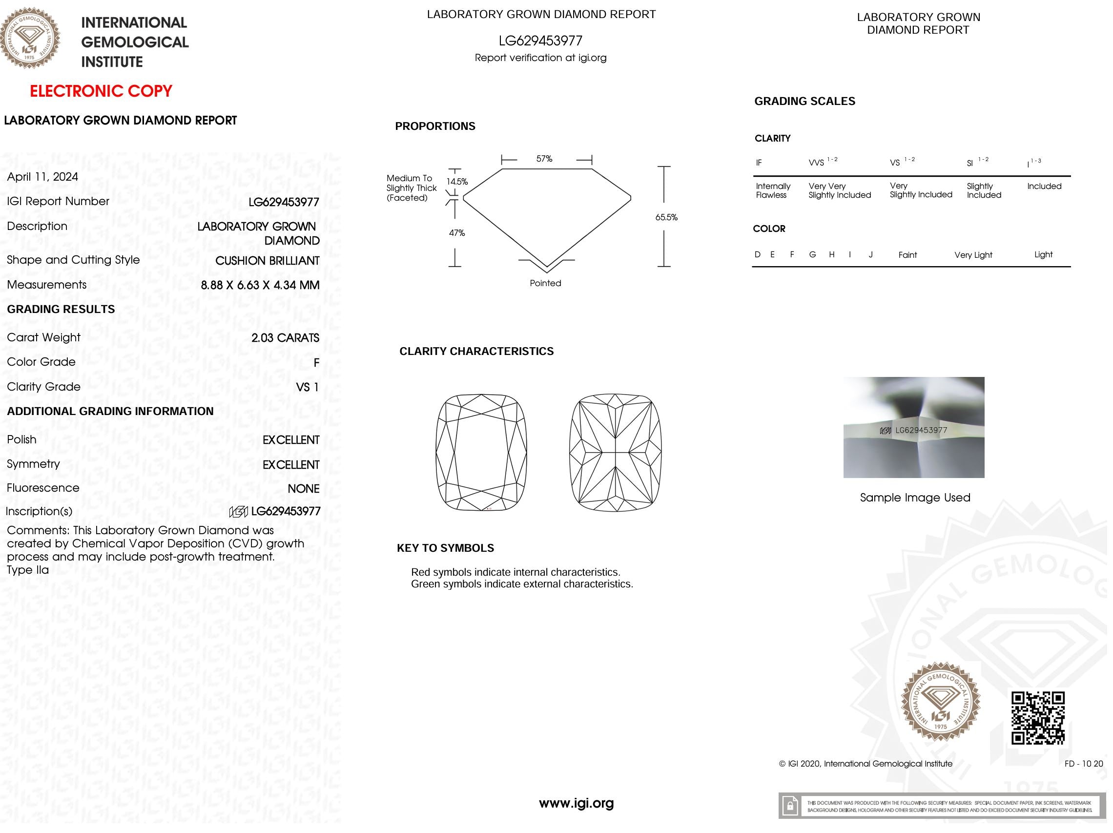 2.03 Carat F-VS1 Elongated Cushion Lab Grown Diamond - IGI (#5233) Loose Diamond Princess Bride Diamonds 