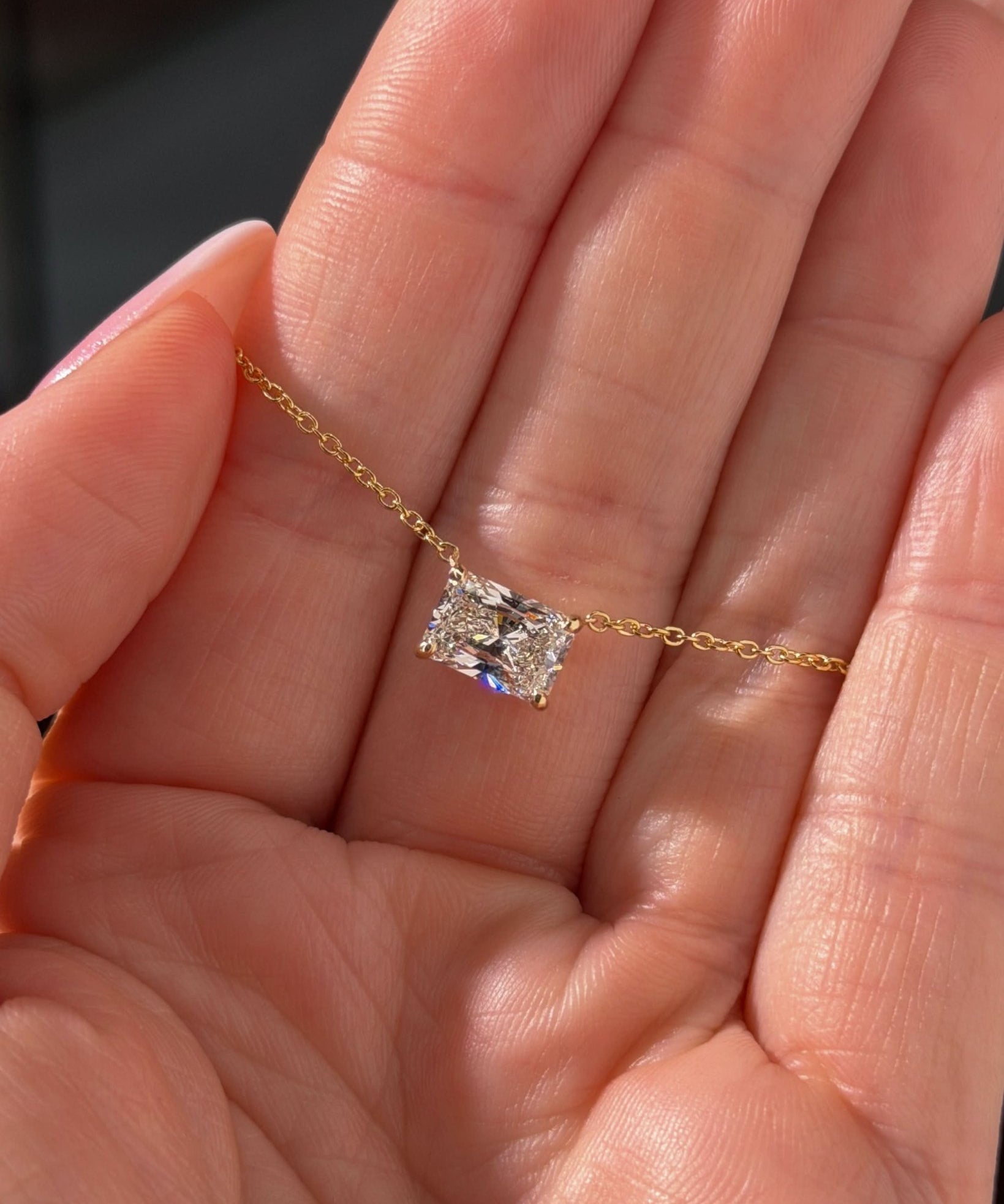 2.03ct Brandi Station Radiant Necklace Yellow Gold - PBD Necklaces