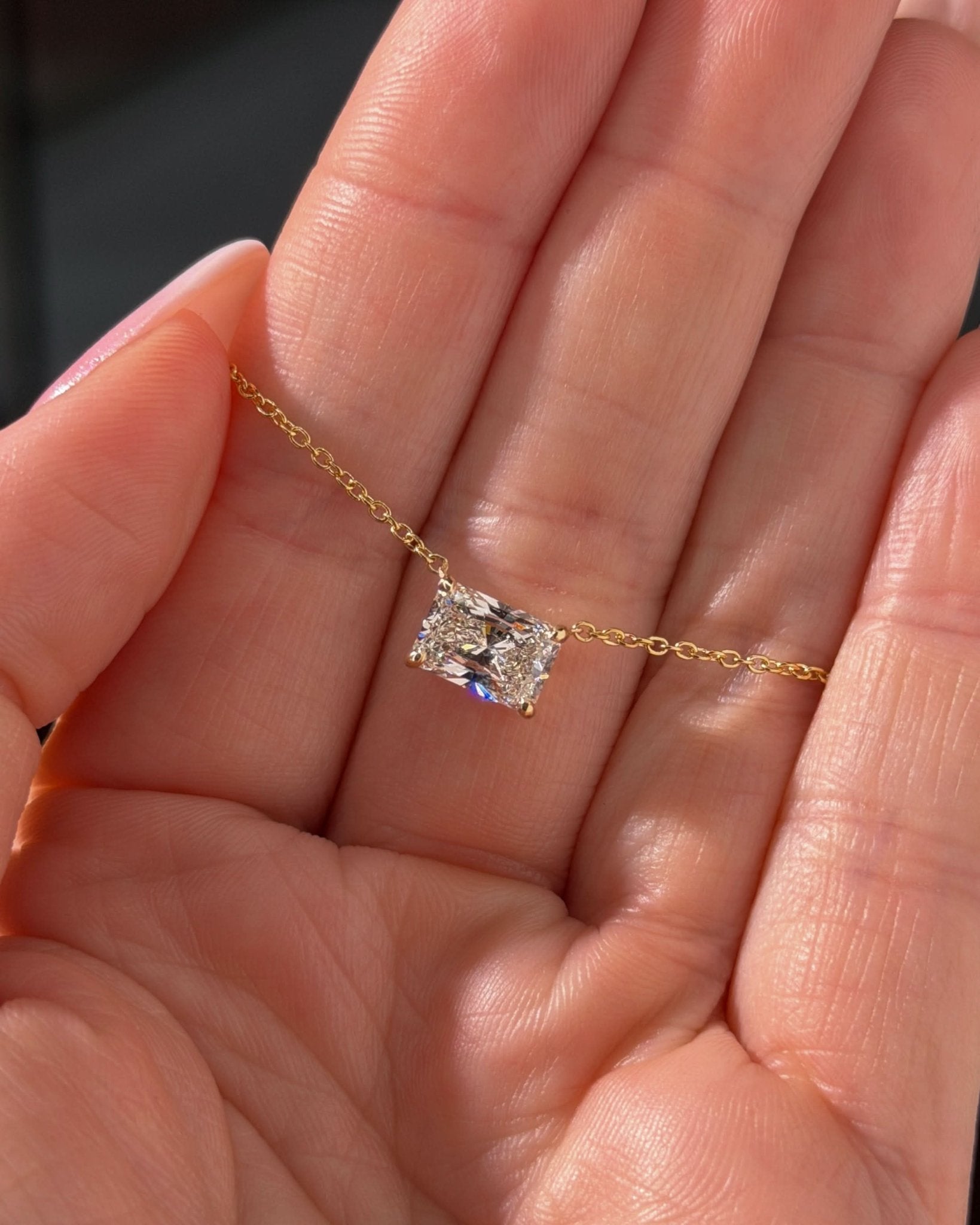 2.03ct Brandi Station Radiant Necklace Yellow Gold - PBD Necklaces