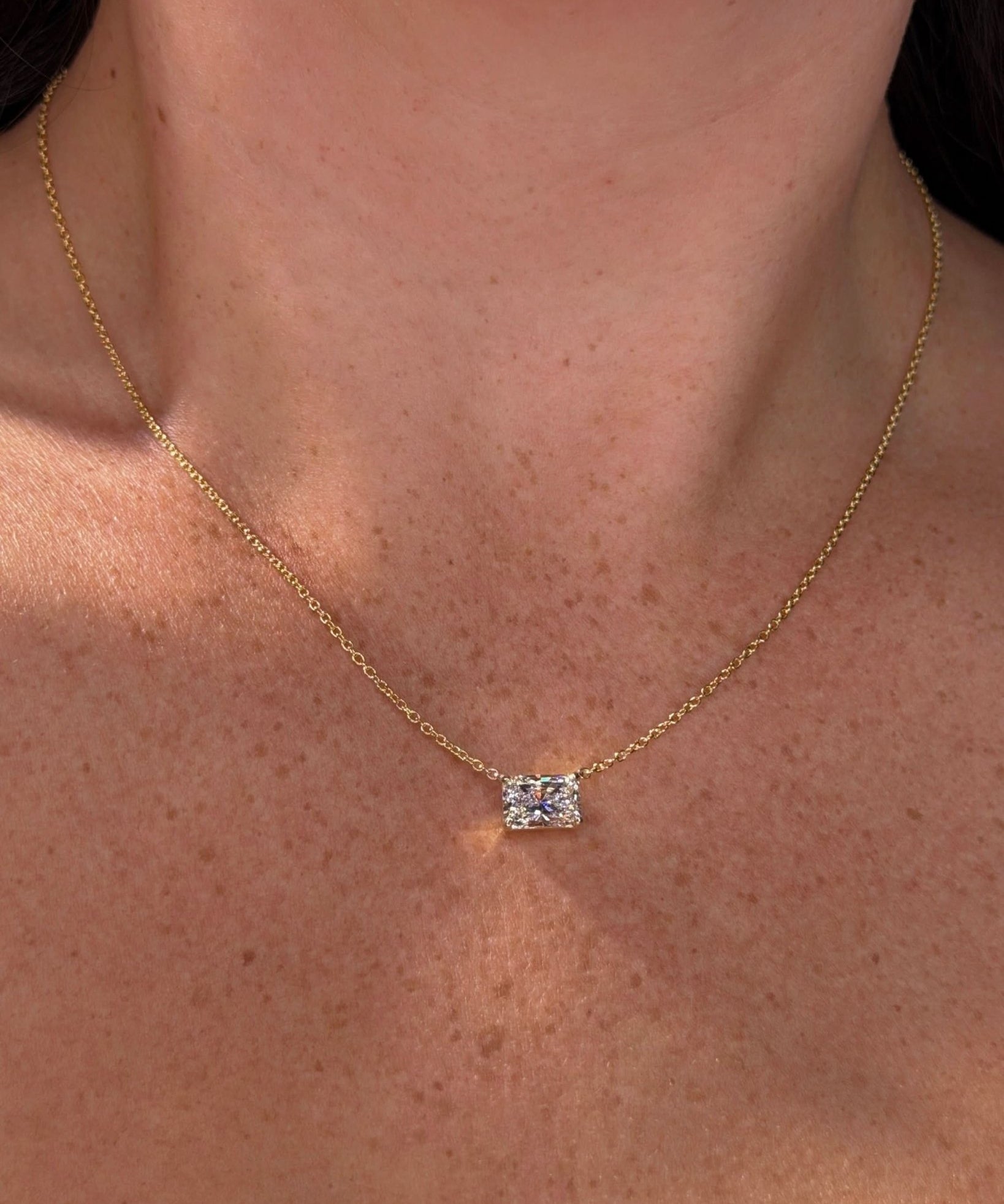 2.03ct Brandi Station Radiant Necklace Yellow Gold - PBD Necklaces