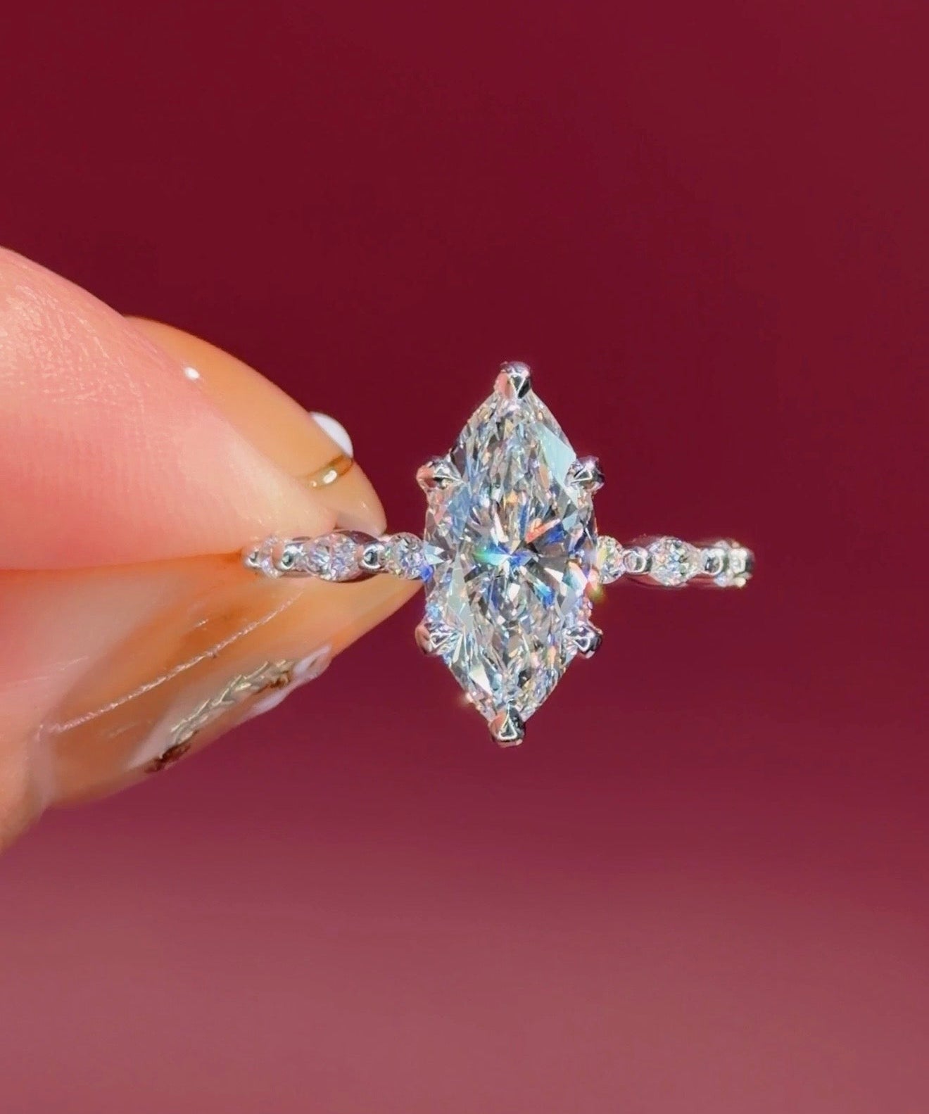 2.03ct D - VS1 Marquise Lab Diamond Rei - PBD Engagement Rings