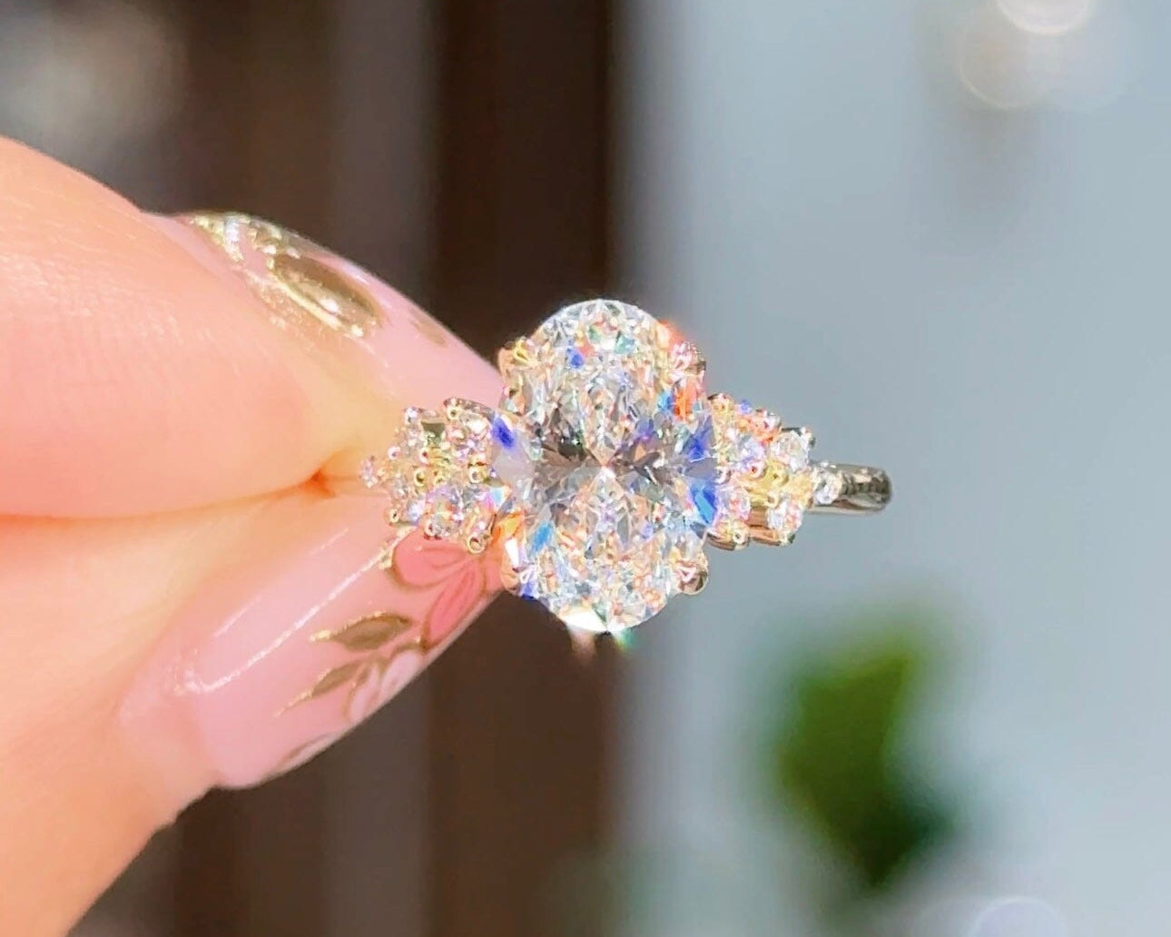 2.03ct D-VS1 Oval Lab Diamond Nova Engagement Rings Princess Bride Diamonds 