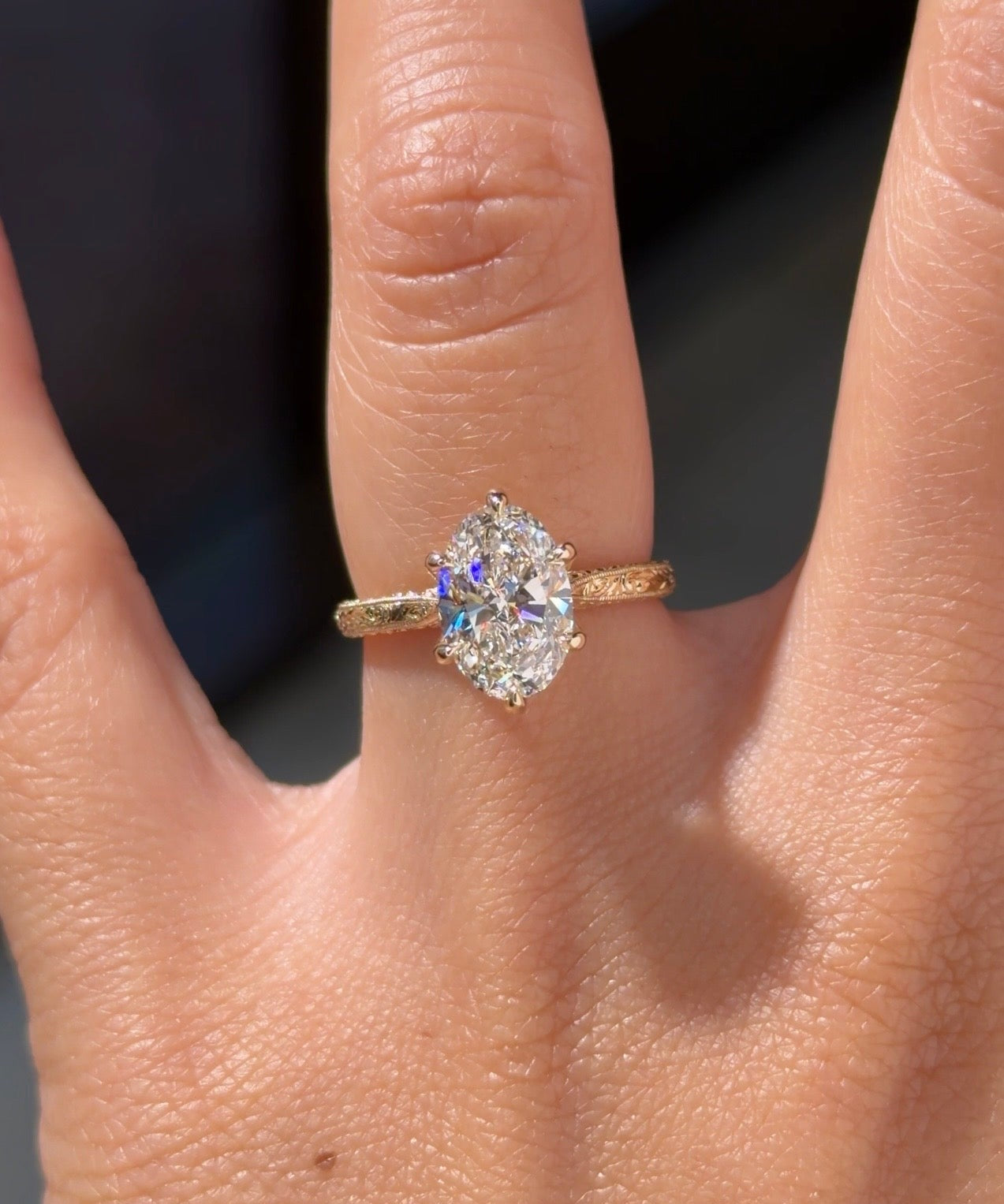 2.03ct D-VVS1 Oval Lab Diamond Six Prong Victoria - PBD Engagement Rings