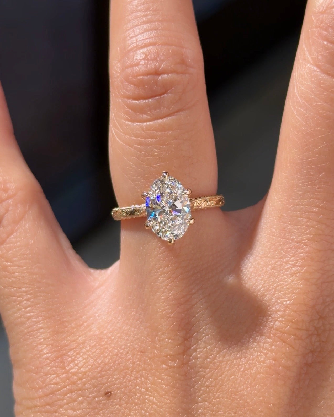 2.03ct D-VVS1 Oval Lab Diamond Six Prong Victoria - PBD Engagement Rings