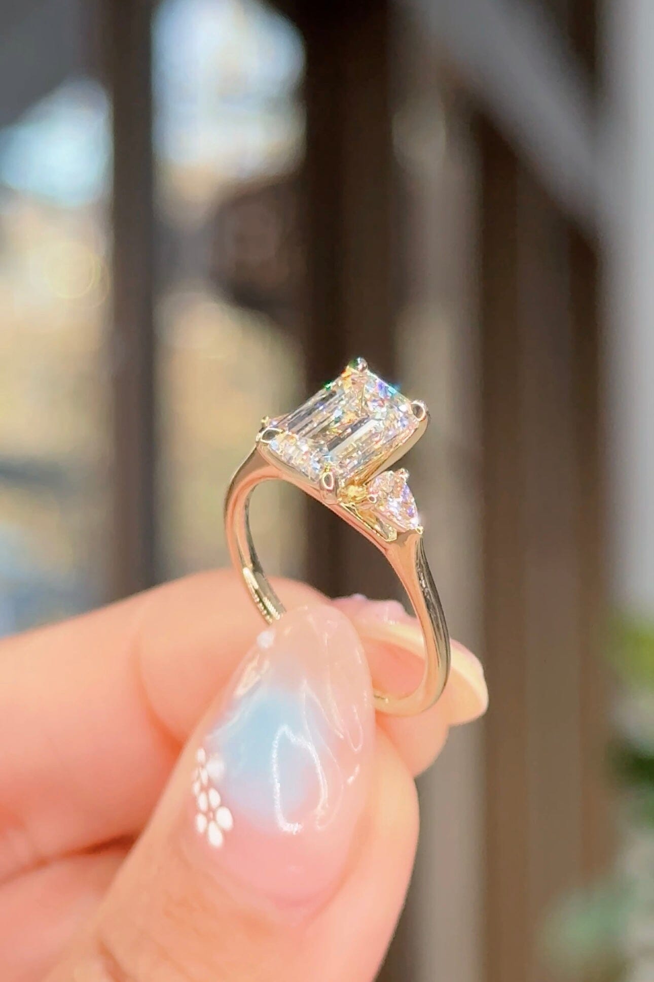 2.03ct D-VVS2 Emerald Diamond Petite Gracie Engagement Rings Princess Bride Diamonds 