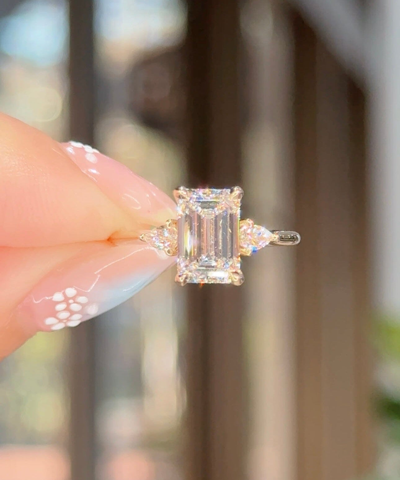2.03ct D-VVS2 Emerald Diamond Petite Gracie Engagement Rings Princess Bride Diamonds 