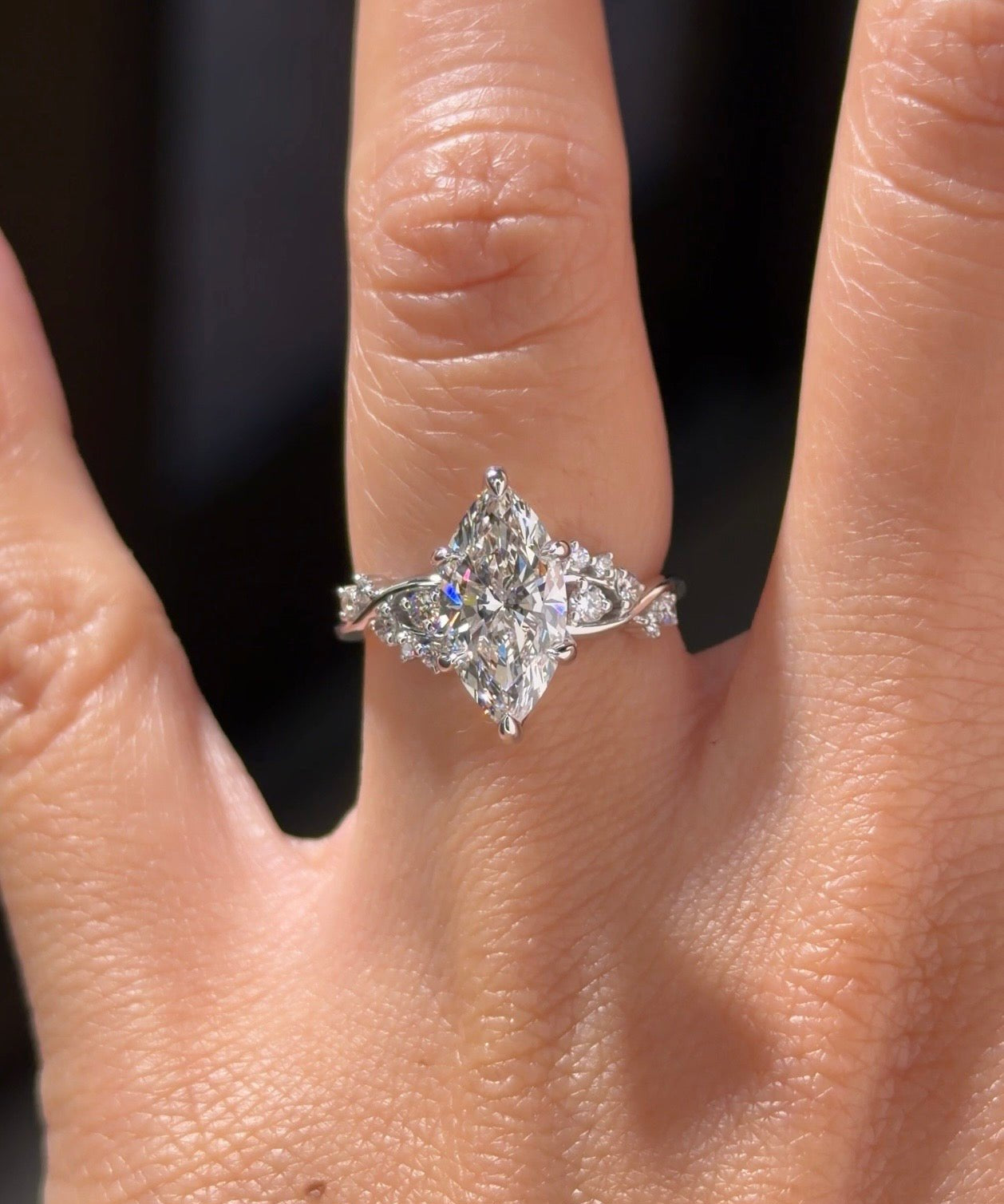 2.03ct E-VS1 Marquise Lab Diamond Ariel - PBD Engagement Rings