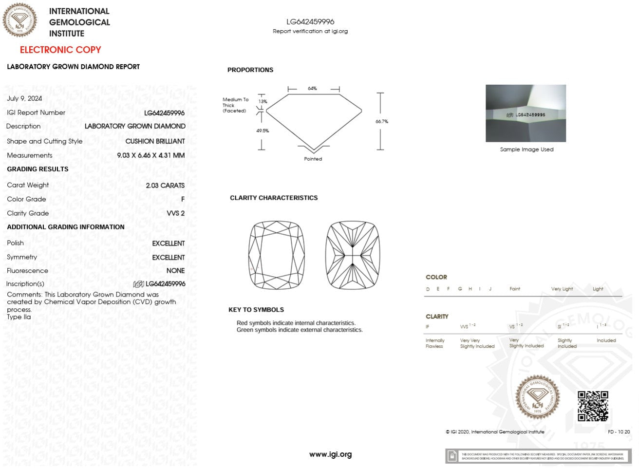 2.03ct F - VVS2 Cushion Lab Diamond Stephanie - PBD Engagement Rings