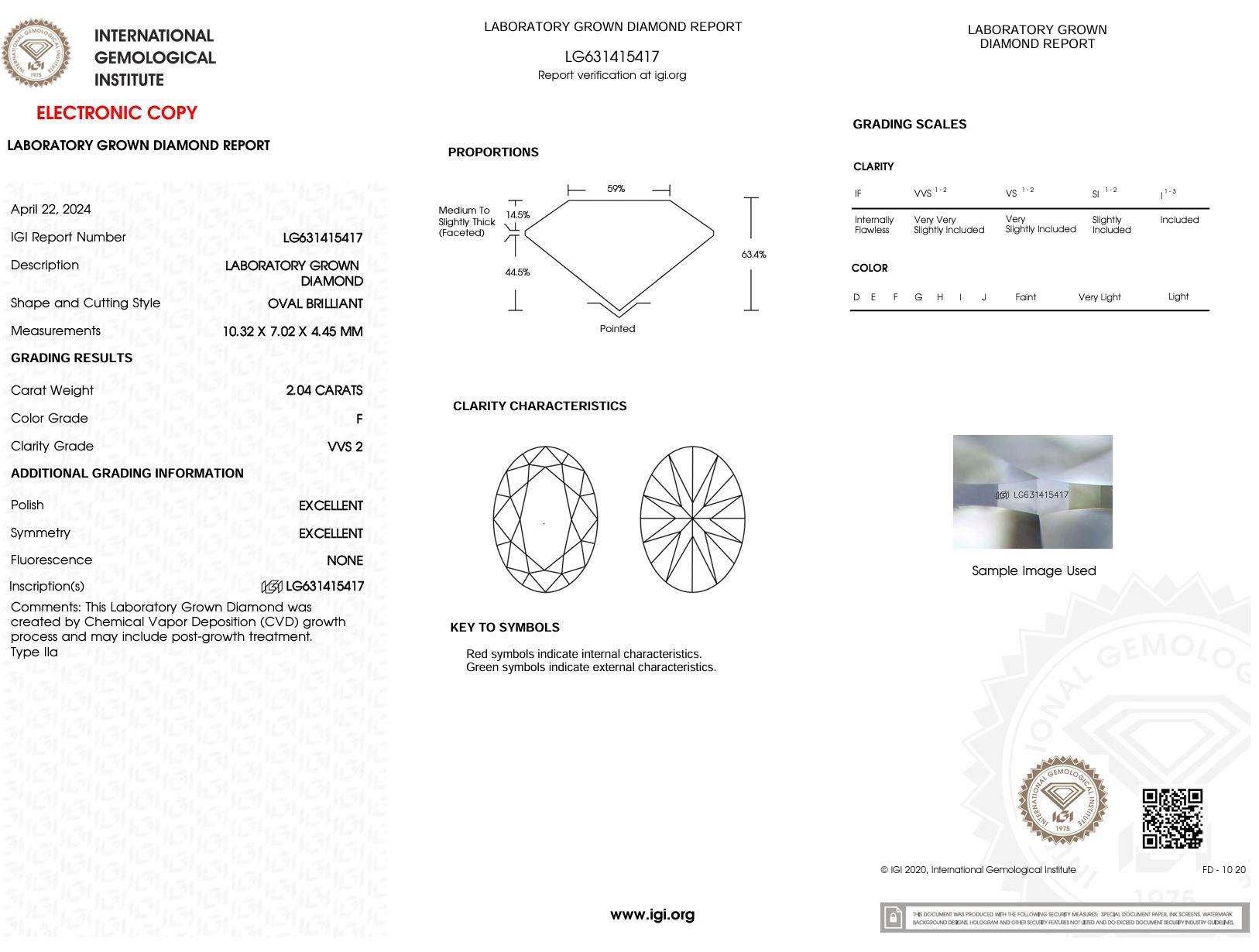 2.04 Carat F-VVS2 Oval Lab Grown Diamond - IGI (#51139) Loose Diamond Princess Bride Diamonds 