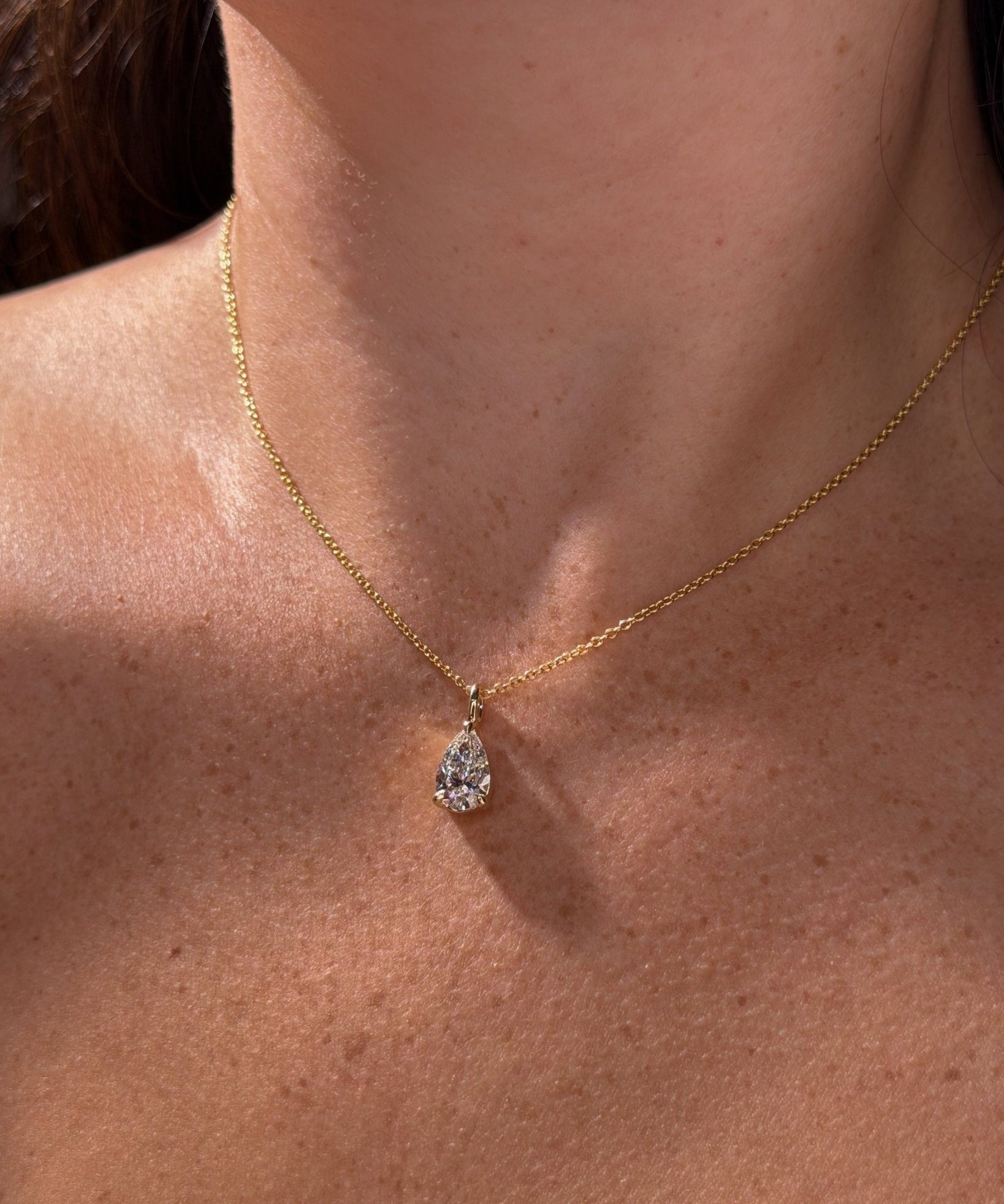 2.04ct Brandi Slider Pear Necklace Yellow Gold - PBD Necklaces