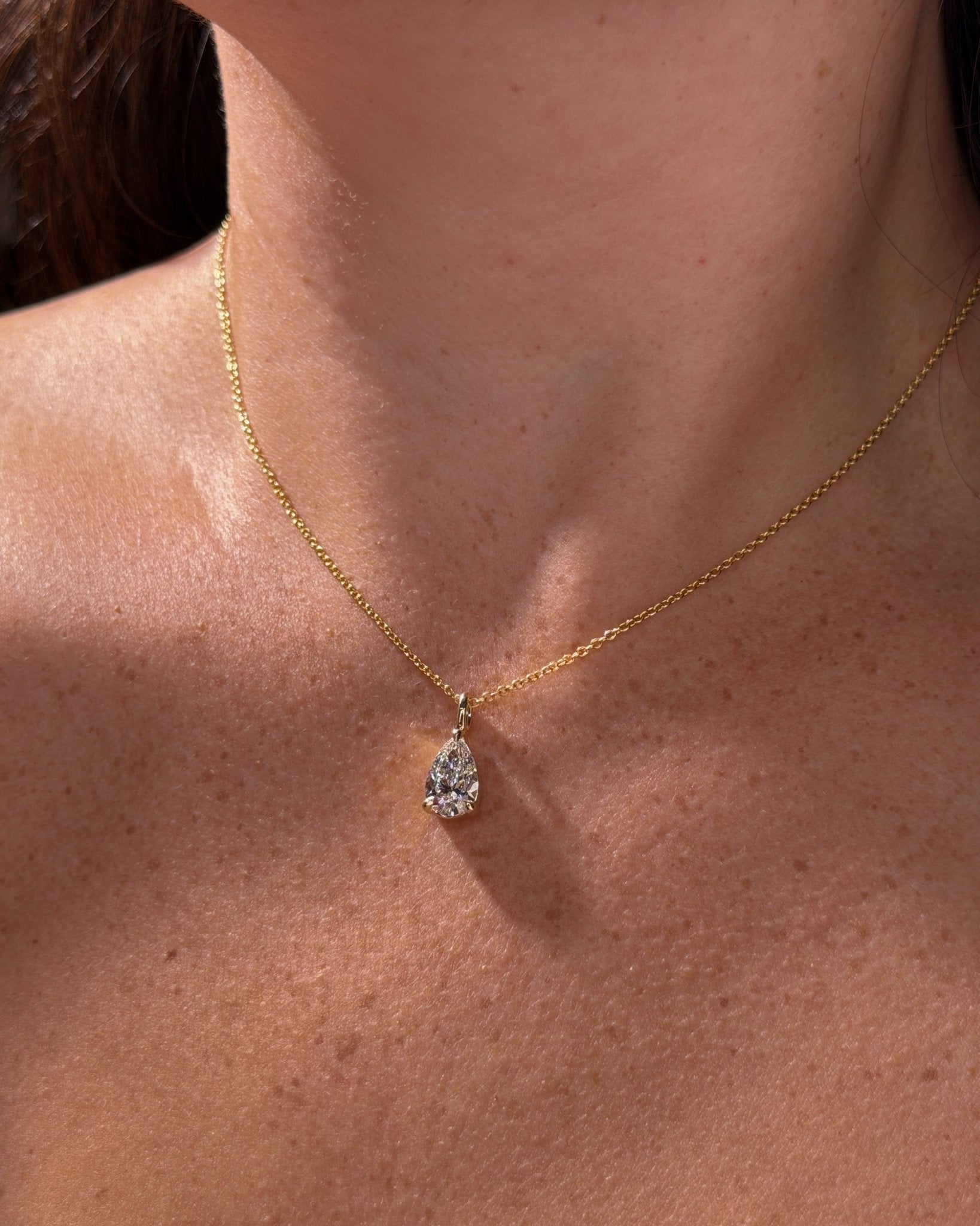2.04ct Brandi Slider Pear Necklace Yellow Gold - PBD Necklaces