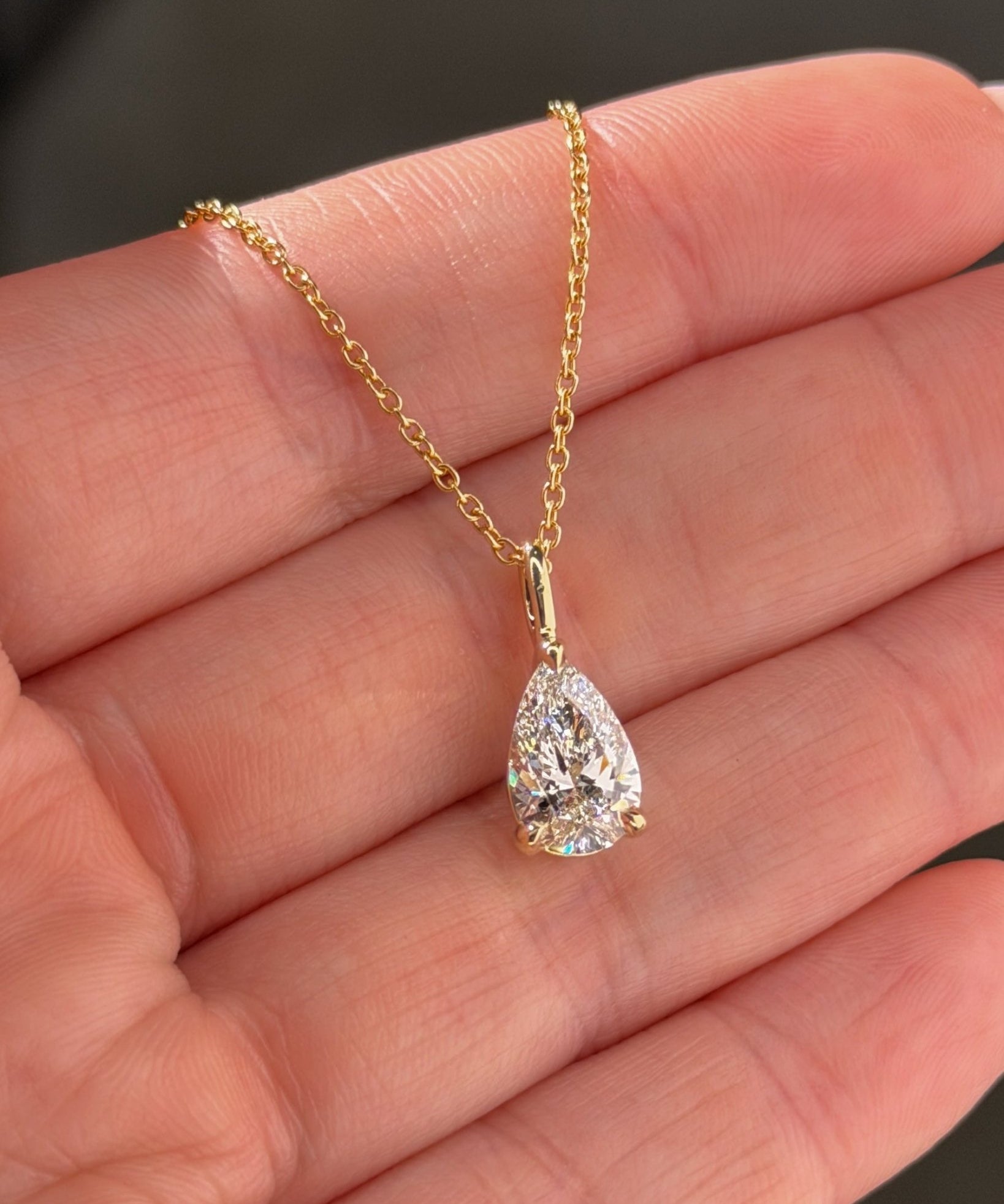 2.04ct Brandi Slider Pear Necklace Yellow Gold - PBD Necklaces