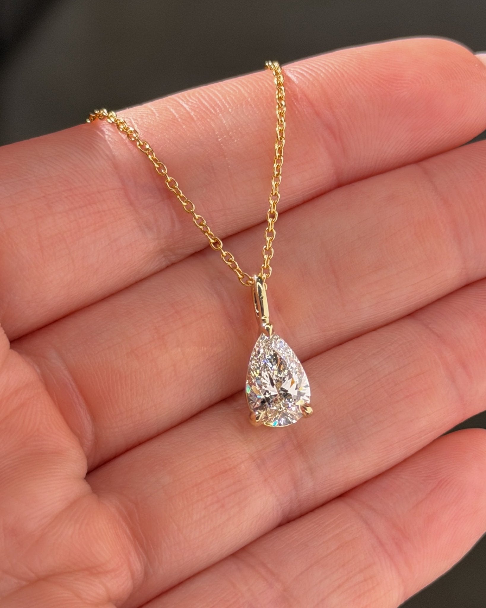 2.04ct Brandi Slider Pear Necklace Yellow Gold - PBD Necklaces