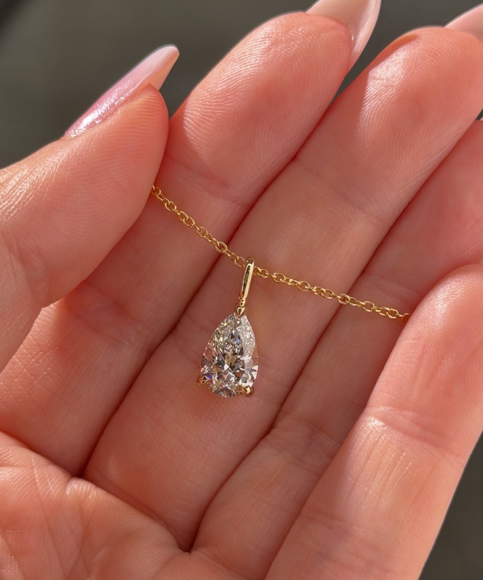 2.04ct Brandi Slider Pear Necklace Yellow Gold - PBD Necklaces