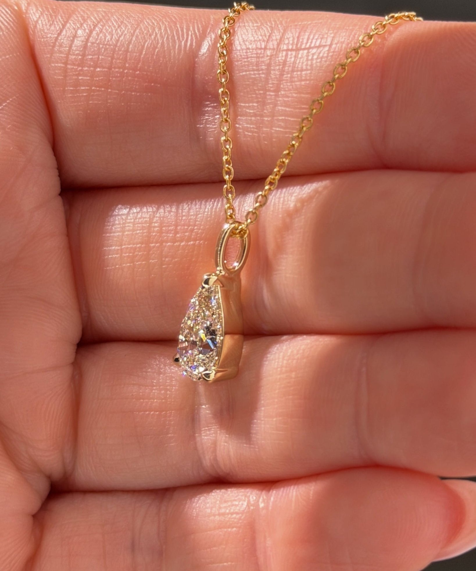 2.04ct Brandi Slider Pear Necklace Yellow Gold - PBD Necklaces
