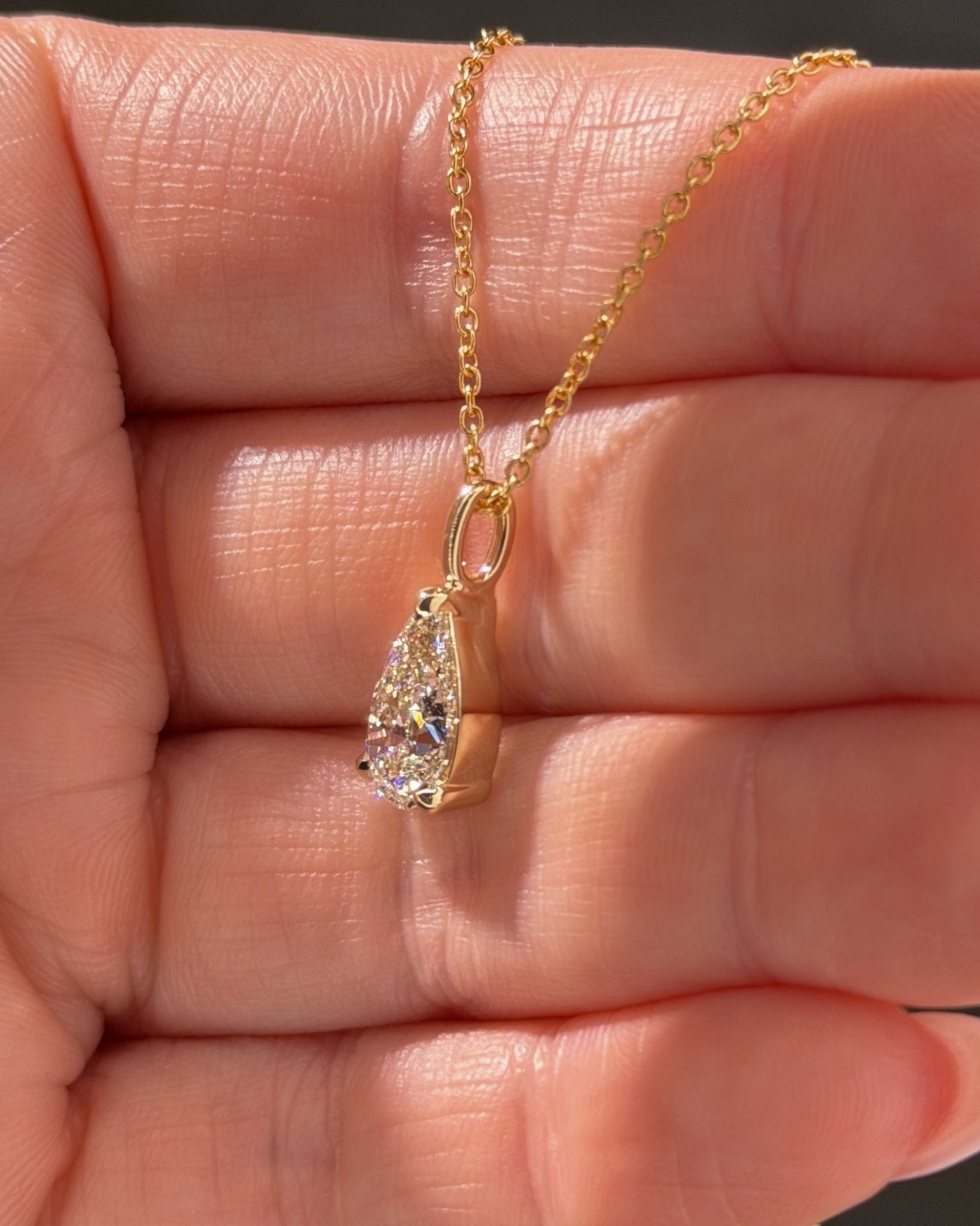 2.04ct Brandi Slider Pear Necklace Yellow Gold - PBD Necklaces