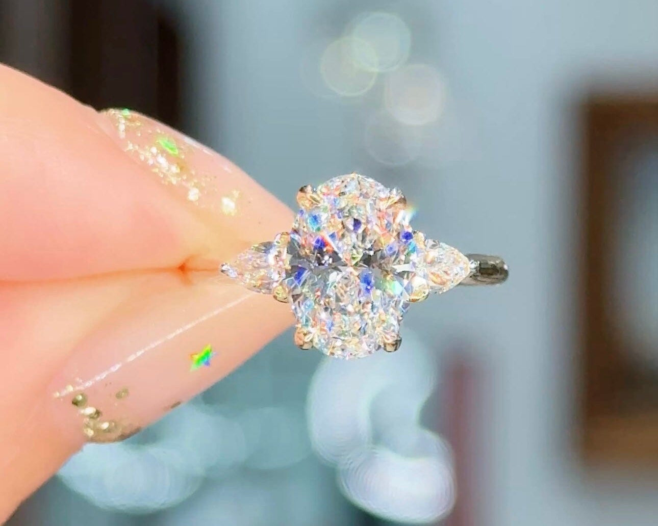2.04ct D-VS1 Oval Lab Diamond Gracie Engagement Rings Princess Bride Diamonds 