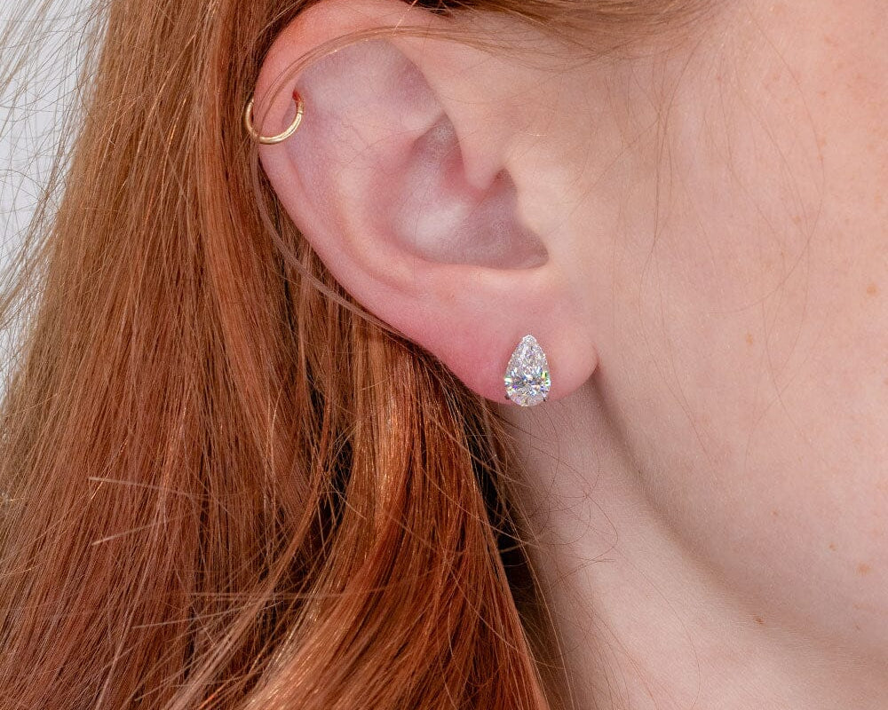 2.04ct D-VS1 Pear Lab Diamond Studs 14k White Gold Earrings Princess Bride Diamonds 