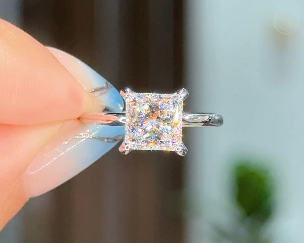 2.04ct D-VS1 Princess Lab Diamond Kayla Engagement Rings Princess Bride Diamonds 