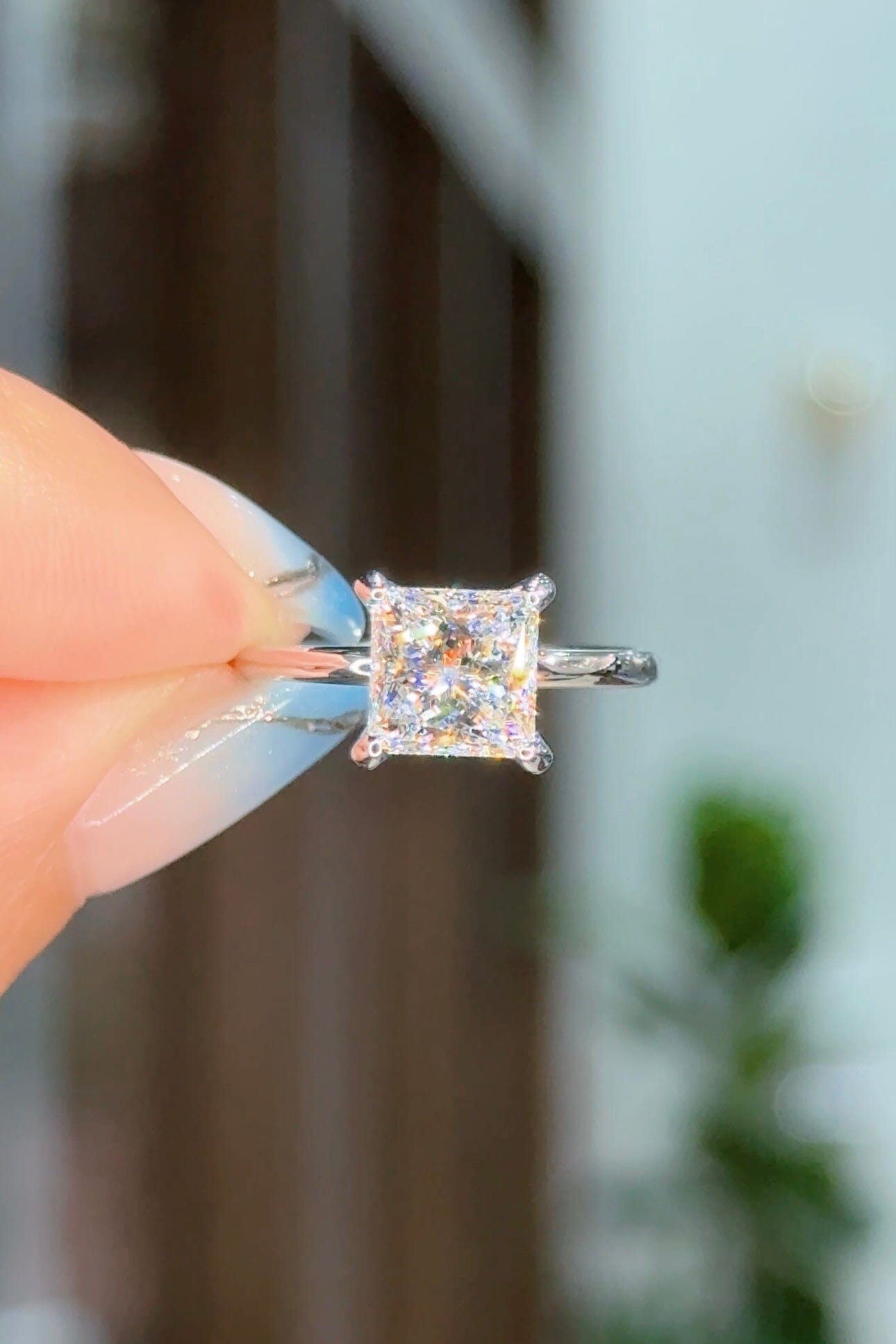2.04ct D-VS1 Princess Lab Diamond Kayla Engagement Rings Princess Bride Diamonds 
