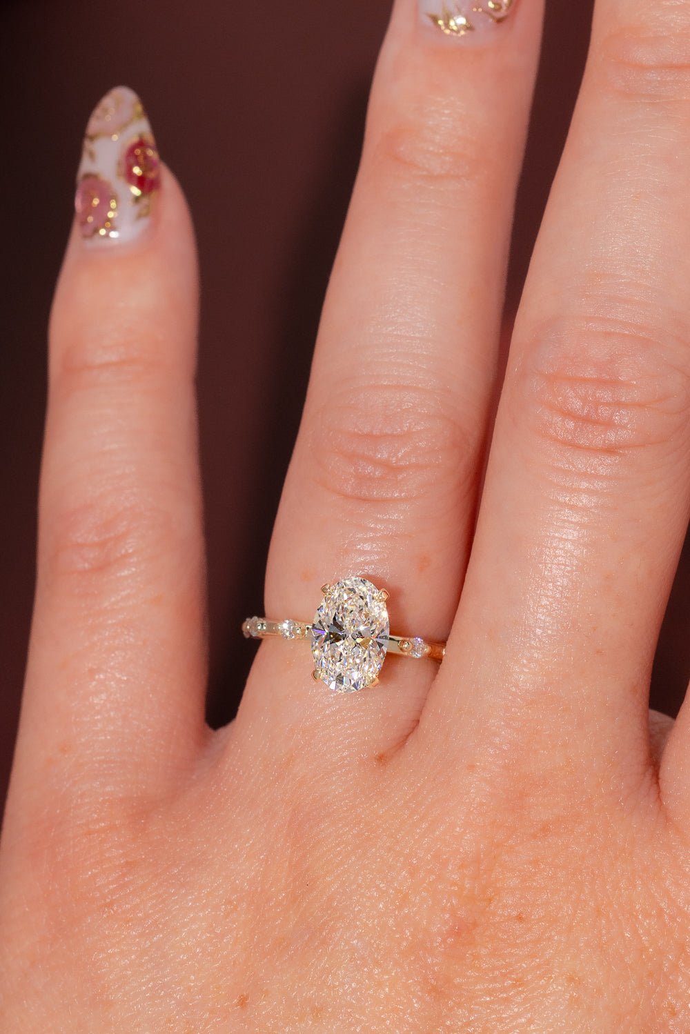 2.04ct E - VVS2 Oval Lab Diamond Daisy - PBD Engagement Rings