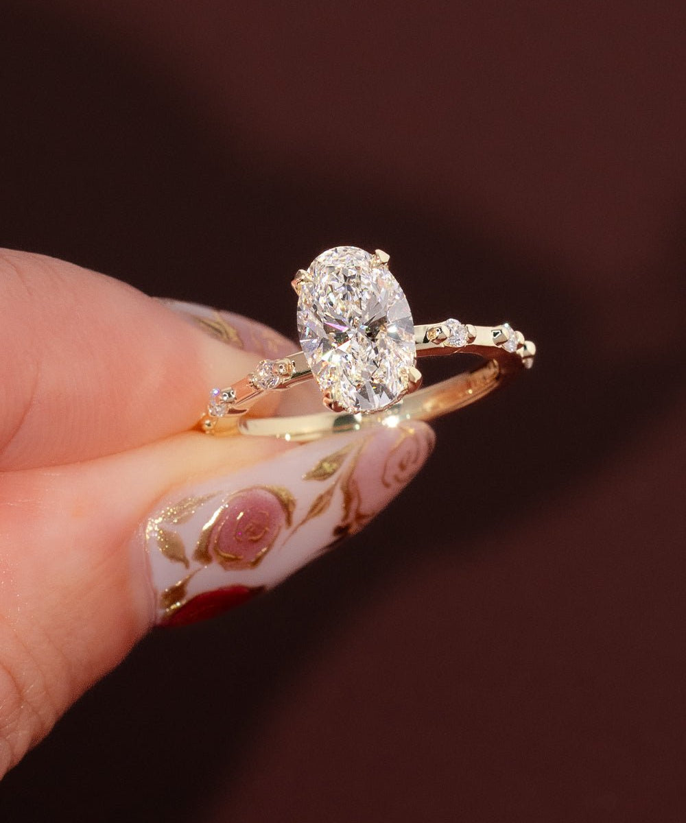 2.04ct E - VVS2 Oval Lab Diamond Daisy - PBD Engagement Rings