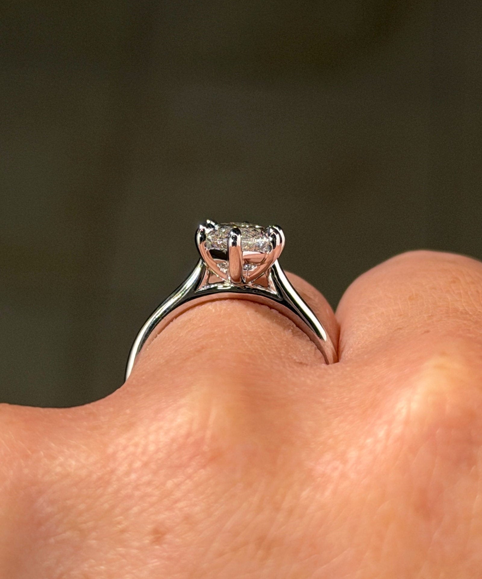 2.04ct F-VS1 Marquise Lab Diamond Leah Cathedral - PBD Engagement Rings