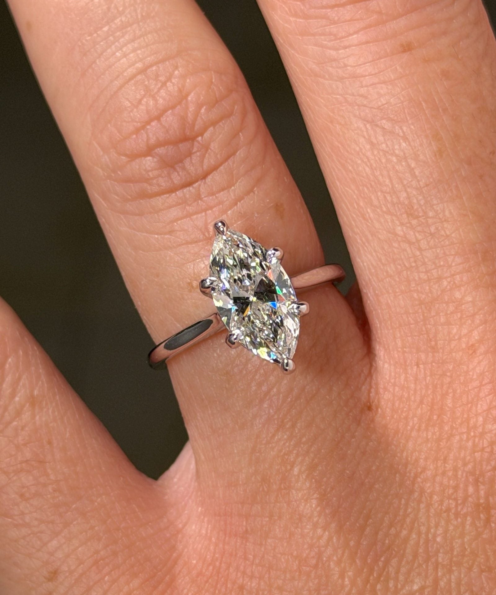 2.04ct F-VS1 Marquise Lab Diamond Leah Cathedral - PBD Engagement Rings