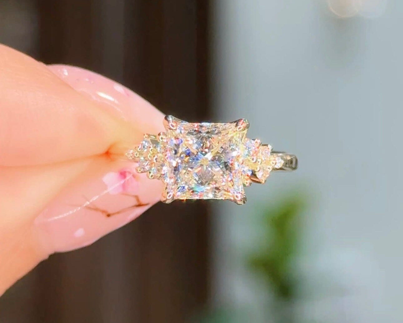 2.04ct F-VS1 Princess Lab Diamond Nova Engagement Rings Princess Bride Diamonds 