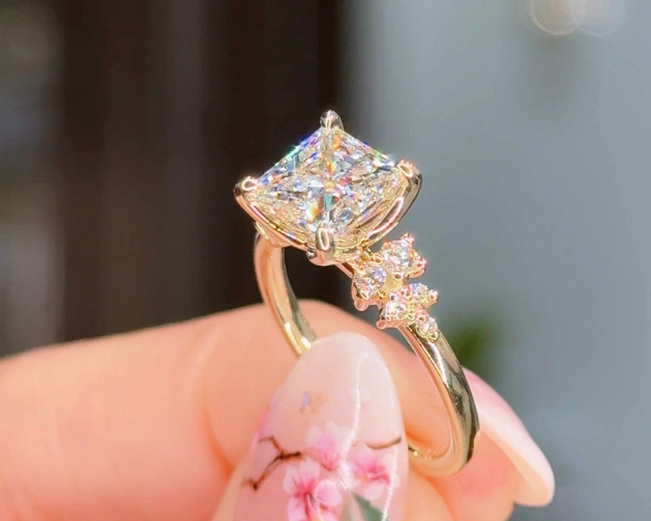 2.04ct F-VS1 Princess Lab Diamond Nova Engagement Rings Princess Bride Diamonds 