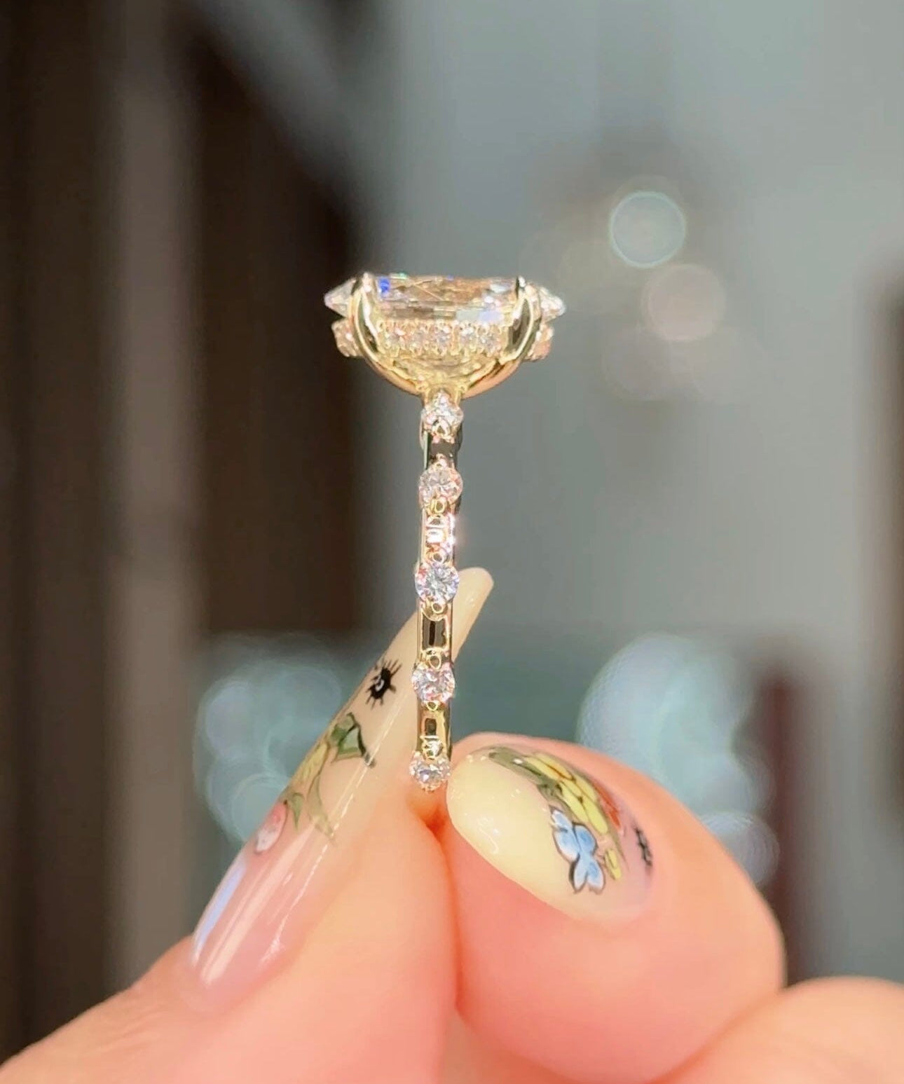 2.04ct F-VS1 Radiant Lab Diamond Daisy Engagement Rings Princess Bride Diamonds 