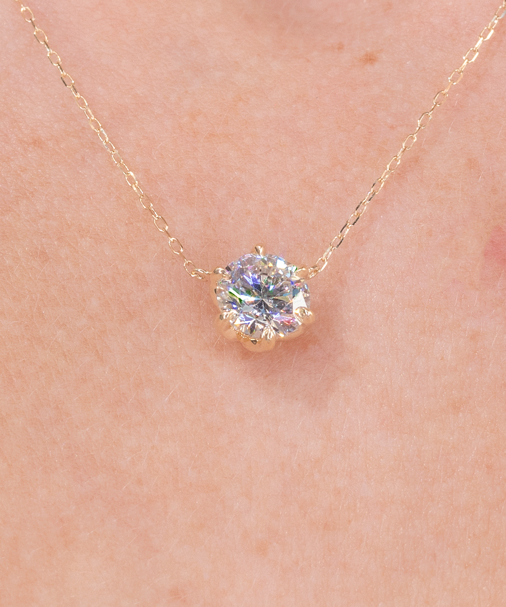 2.04ct F-VS1 Round Lab Diamond Caraline Pendant Necklaces Princess Bride Diamonds 