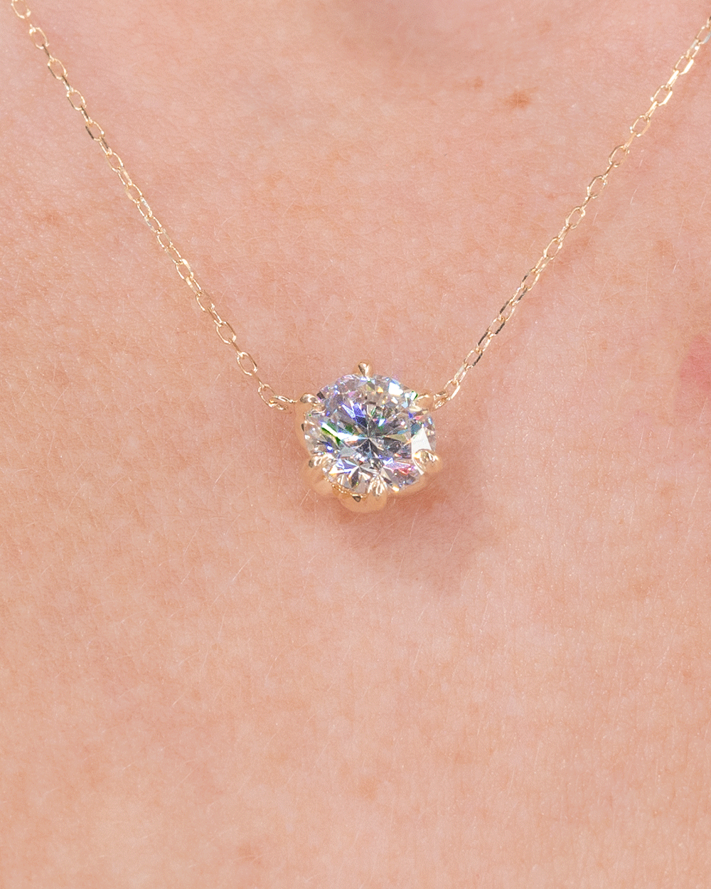 2.04ct F-VS1 Round Lab Diamond Caraline Pendant Necklaces Princess Bride Diamonds 