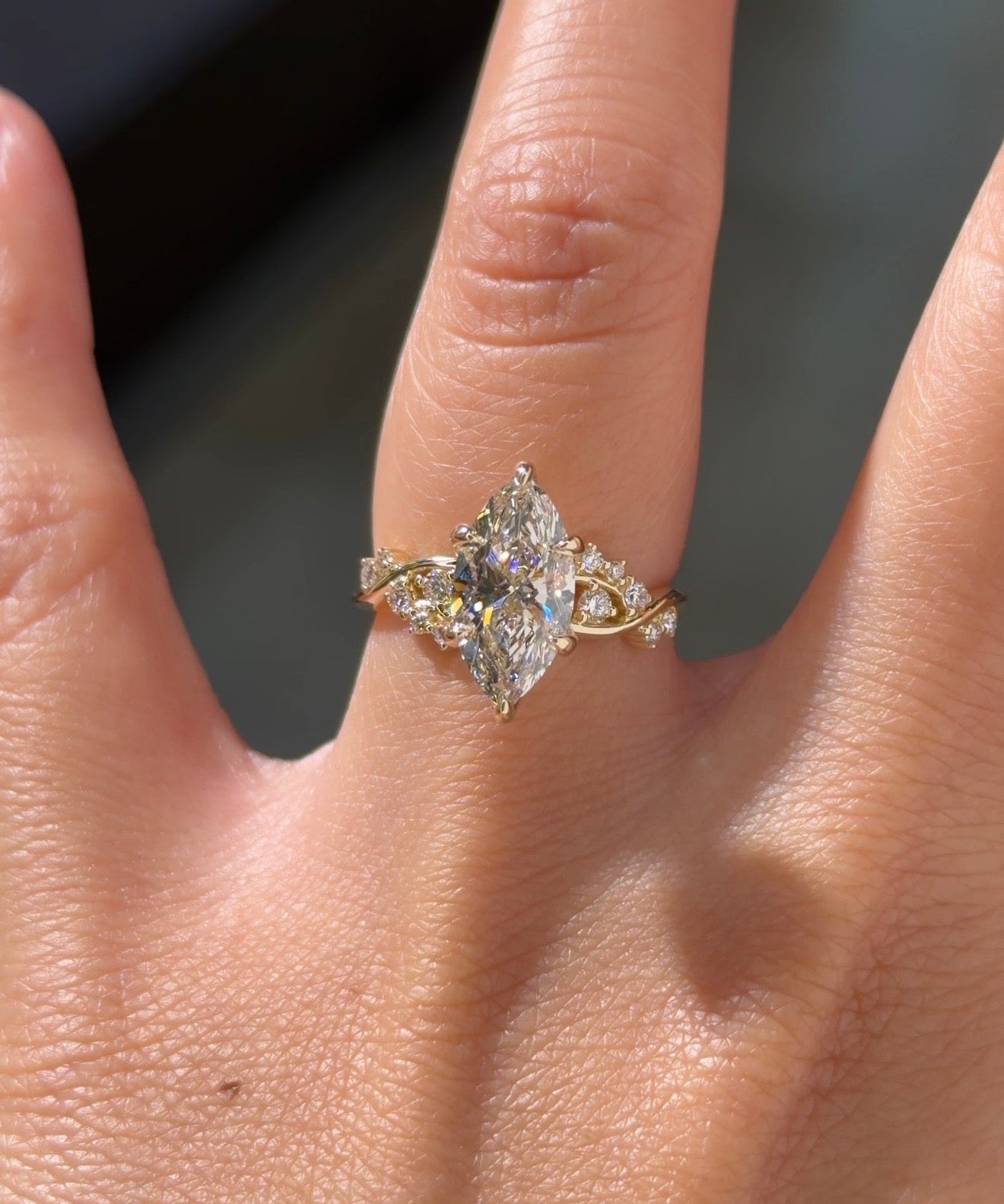 2.04ct F-VVS2 Marquise Lab Diamond Ariel - PBD Engagement Rings