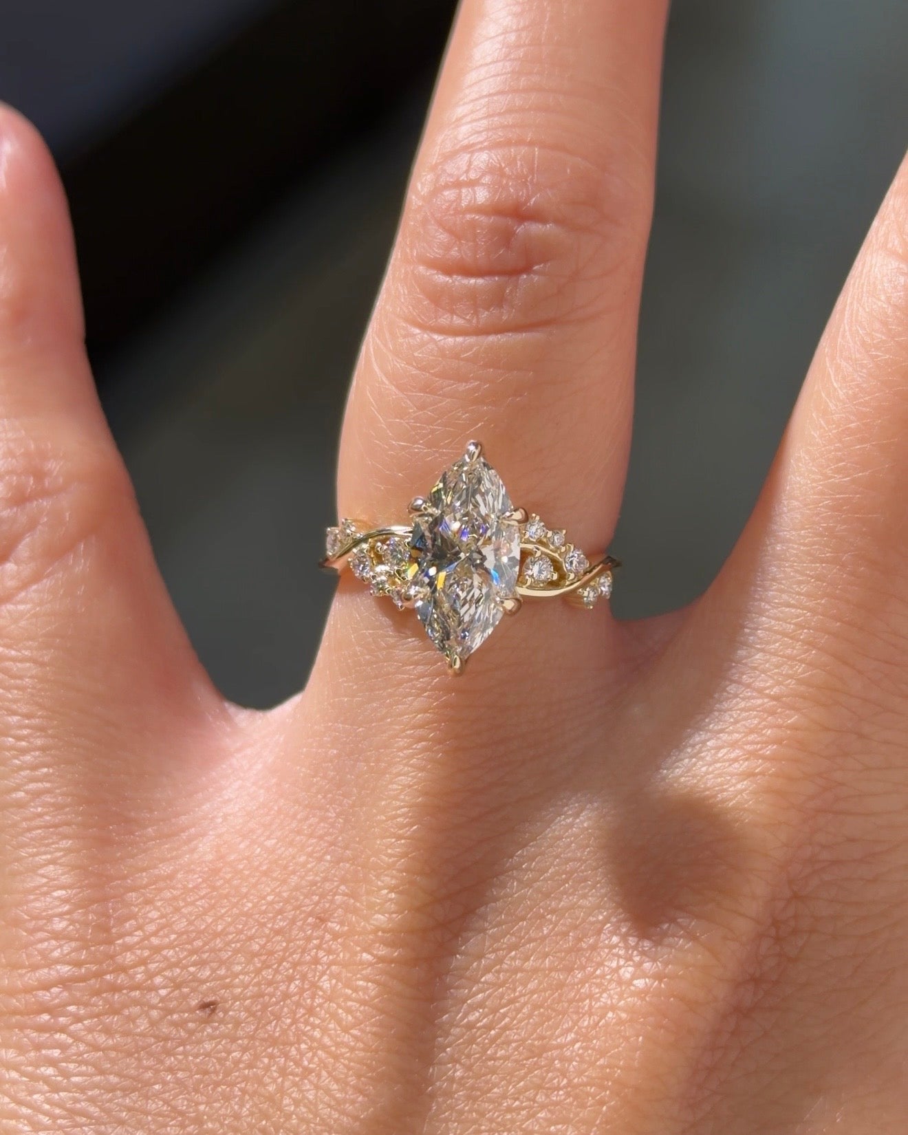2.04ct F-VVS2 Marquise Lab Diamond Ariel - PBD Engagement Rings